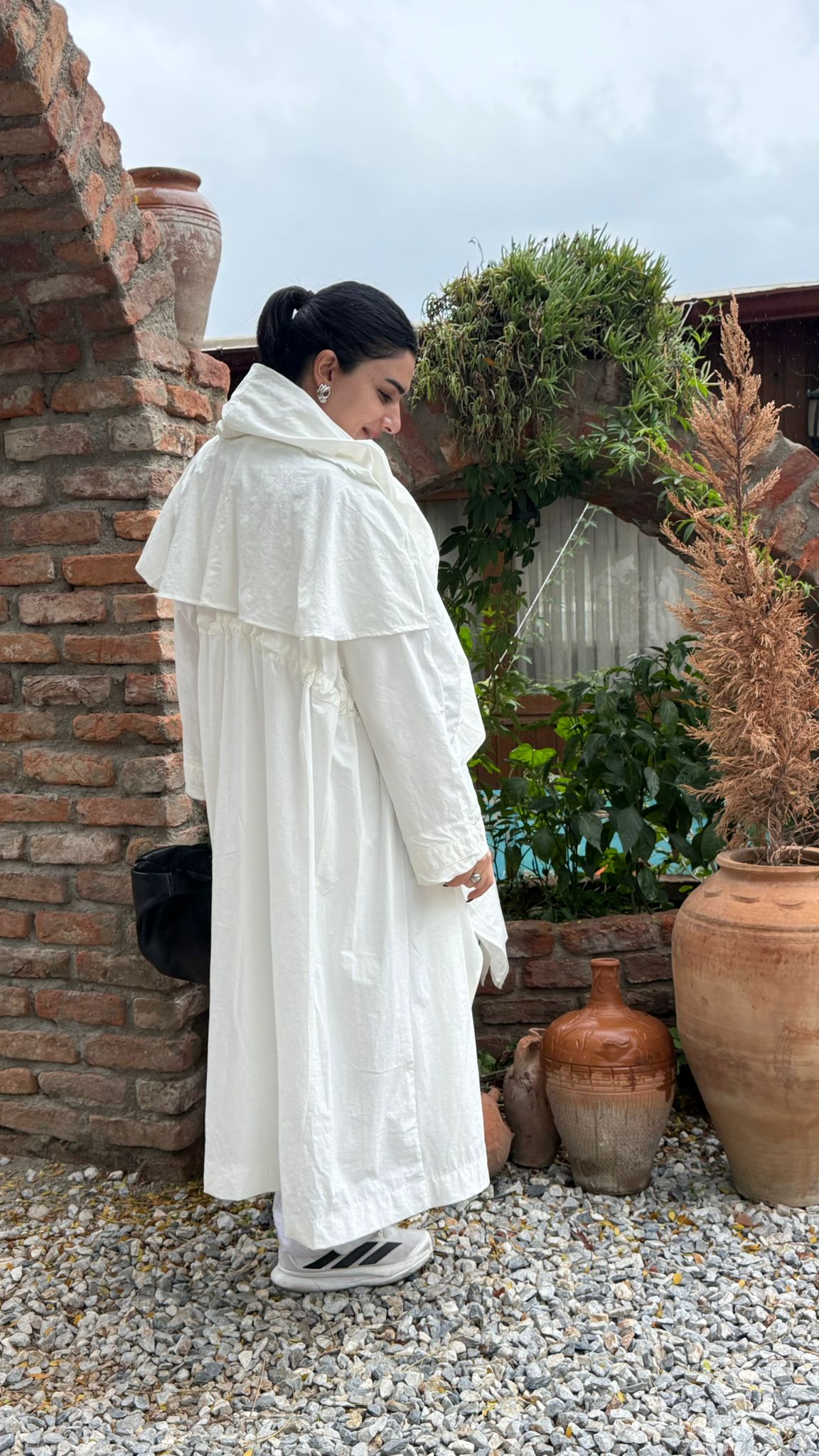 Tasarım Trençkot-Beyaz