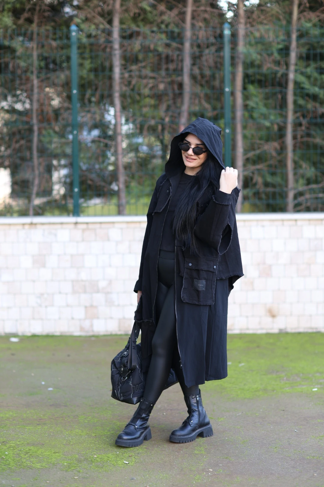 H4 Tasarım Trençkot-Siyah