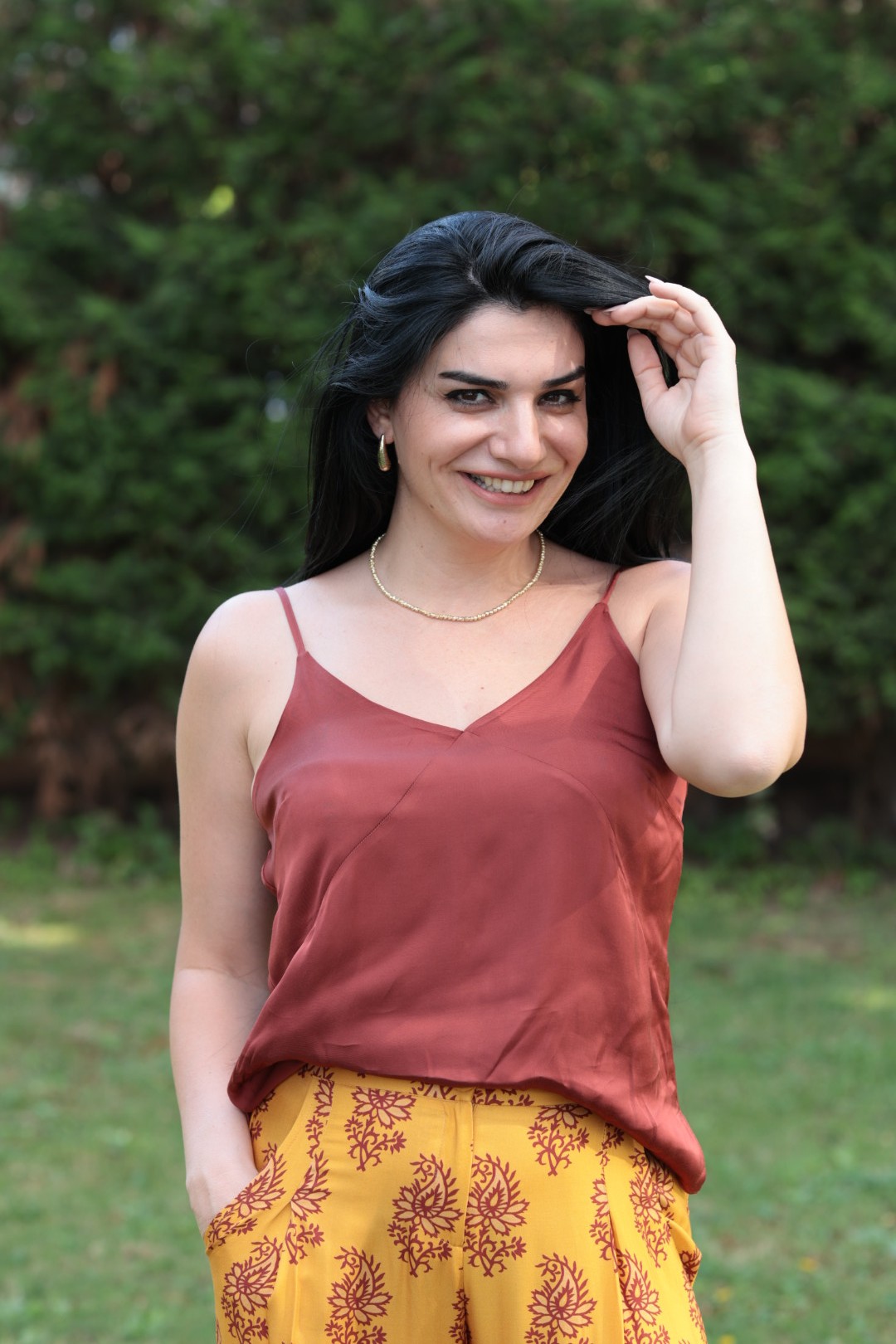 Kiremit Askılı Saten Bluz