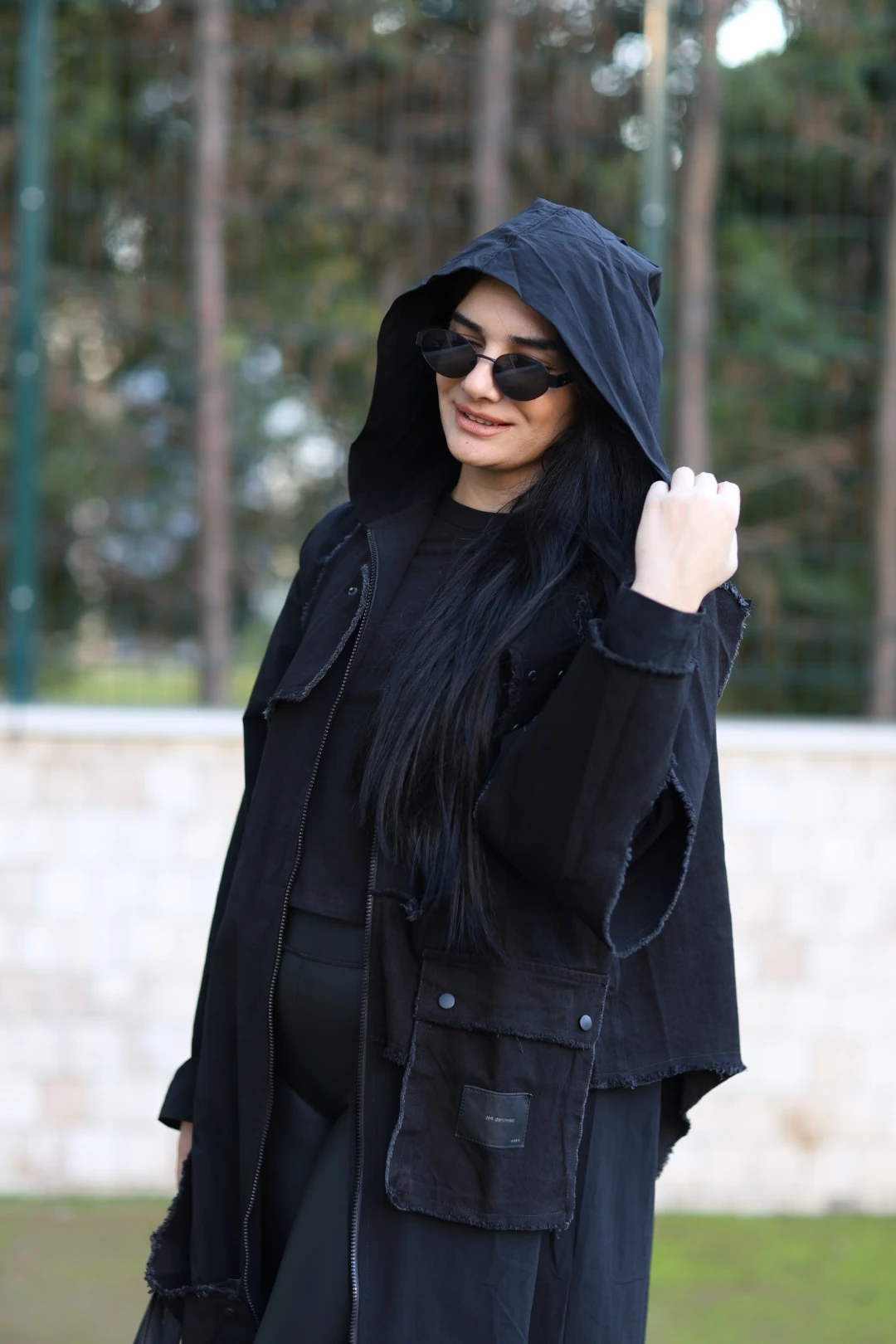 H4 Tasarım Trençkot-Siyah