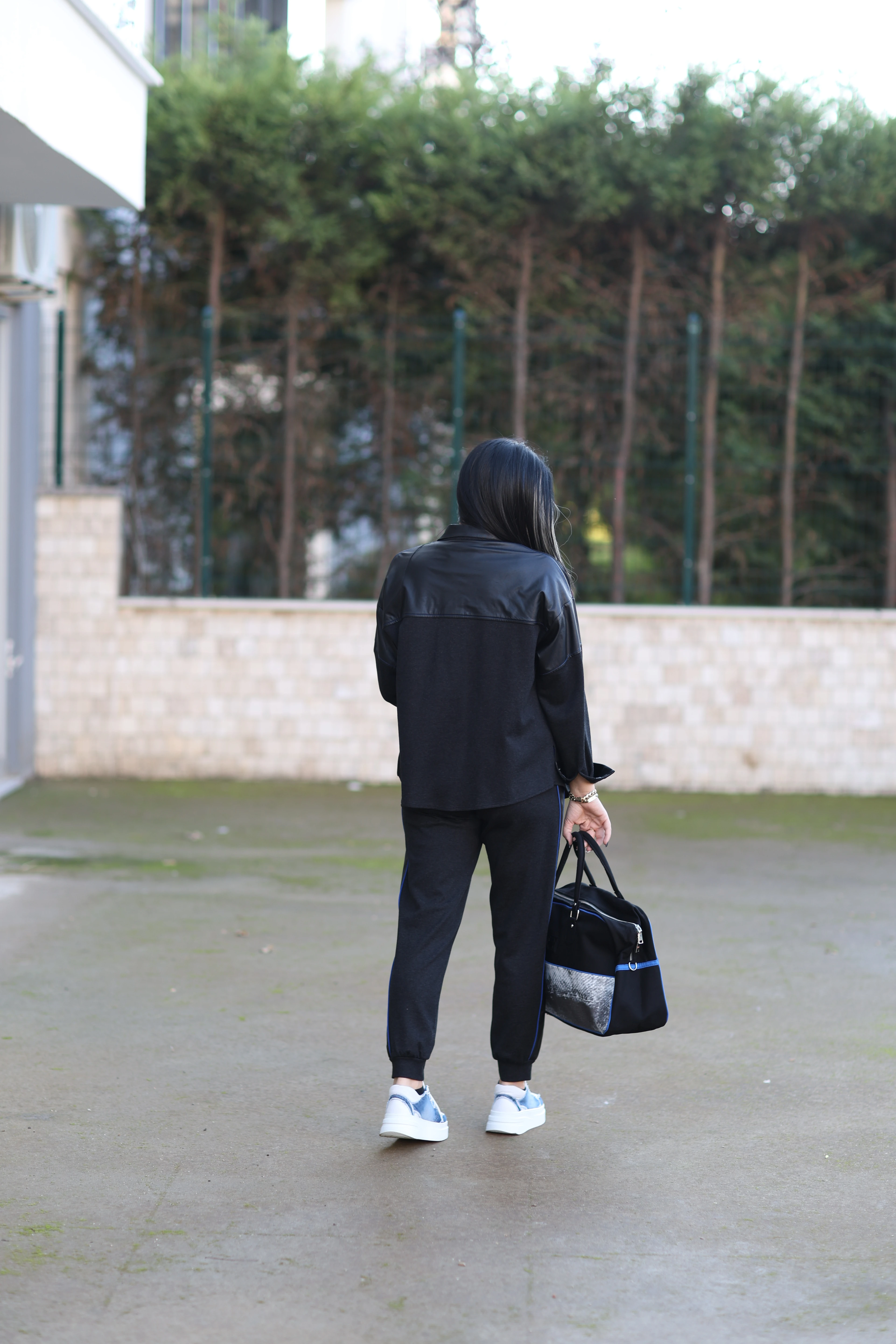 Kasha Doğal Deri Detaylı Pantolon-Antrasit