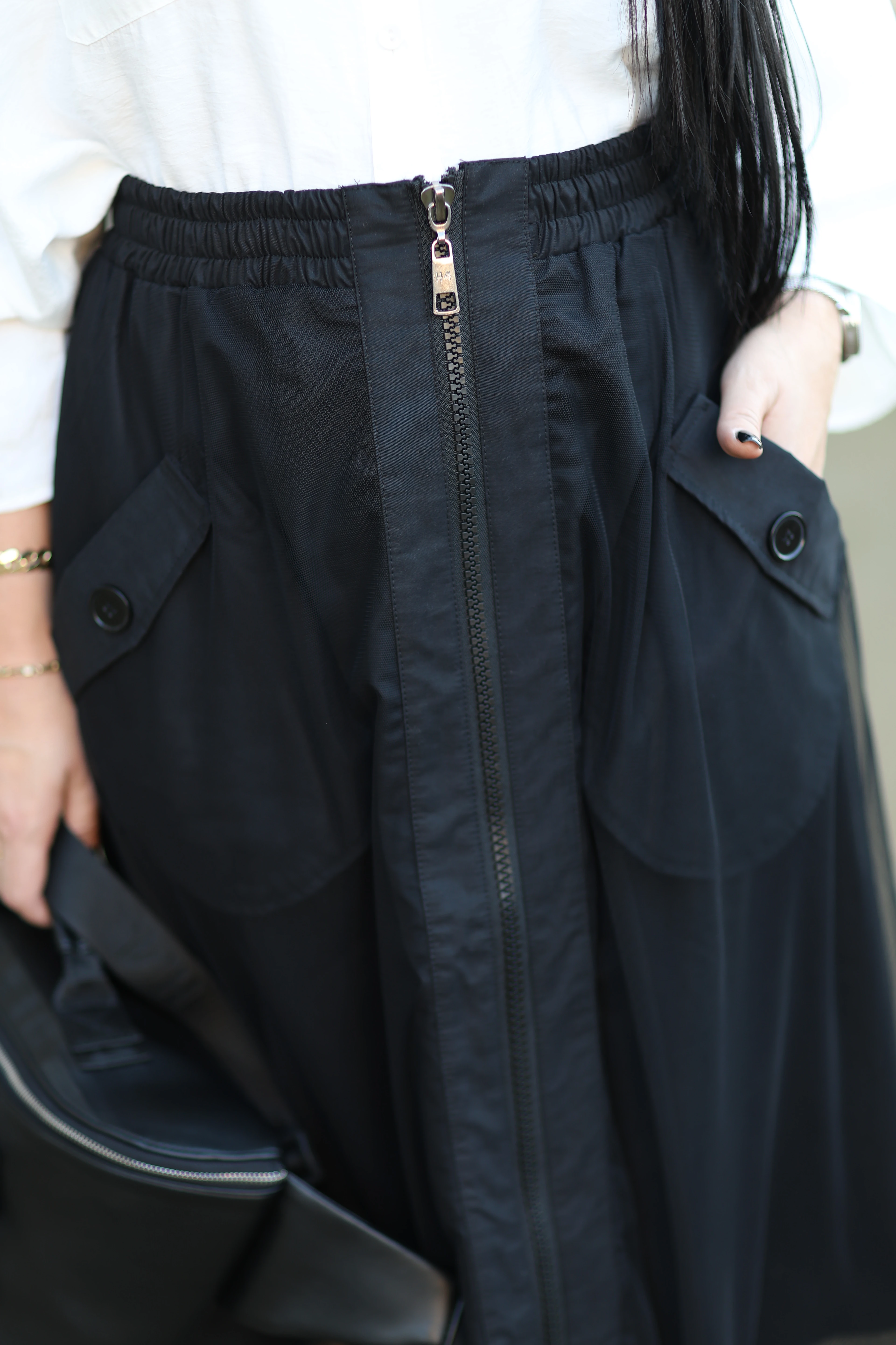 H4 Tül Detaylı Tasarım Etek-Siyah