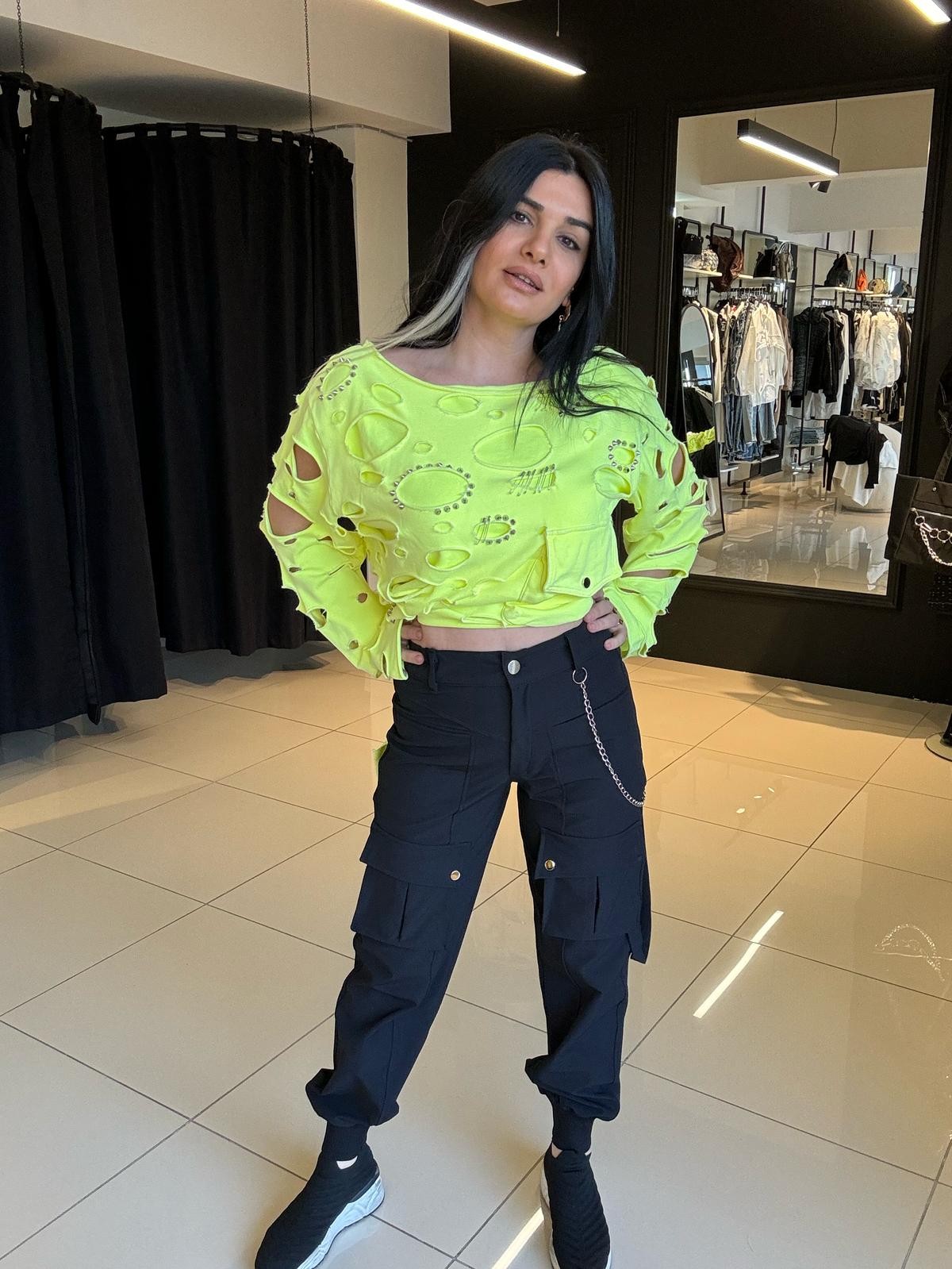 Zincirli Jogger Pantolon-Siyah