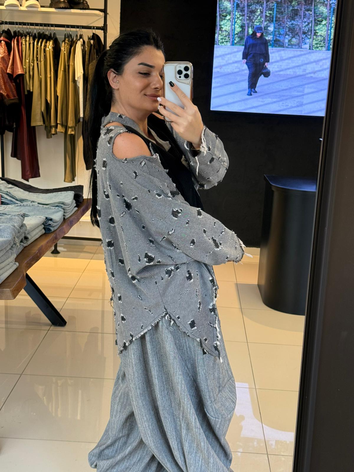 H4 Tasarım Trençkot-Gri