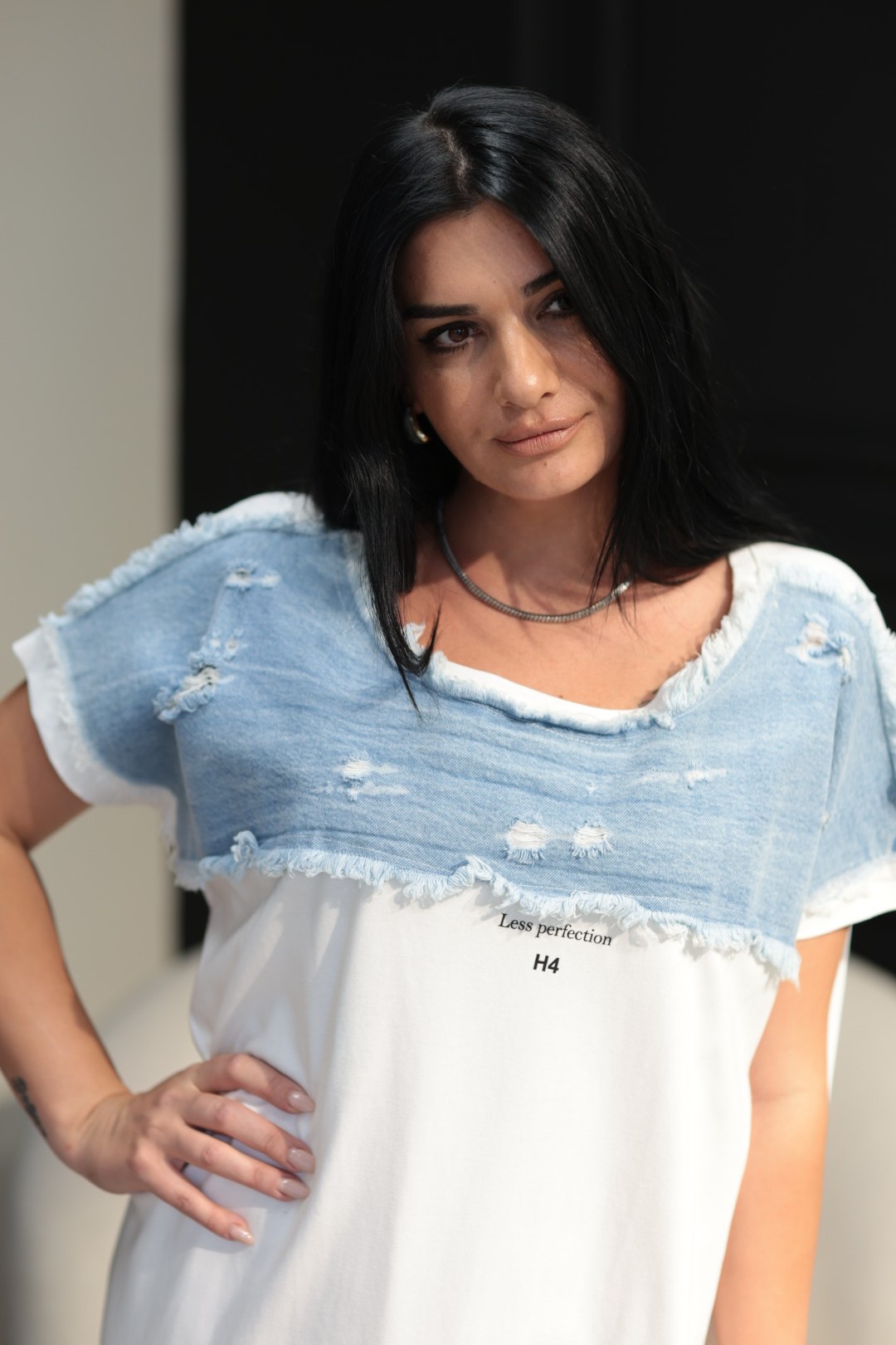 Astarlı Tasarım Elbise Beyaz