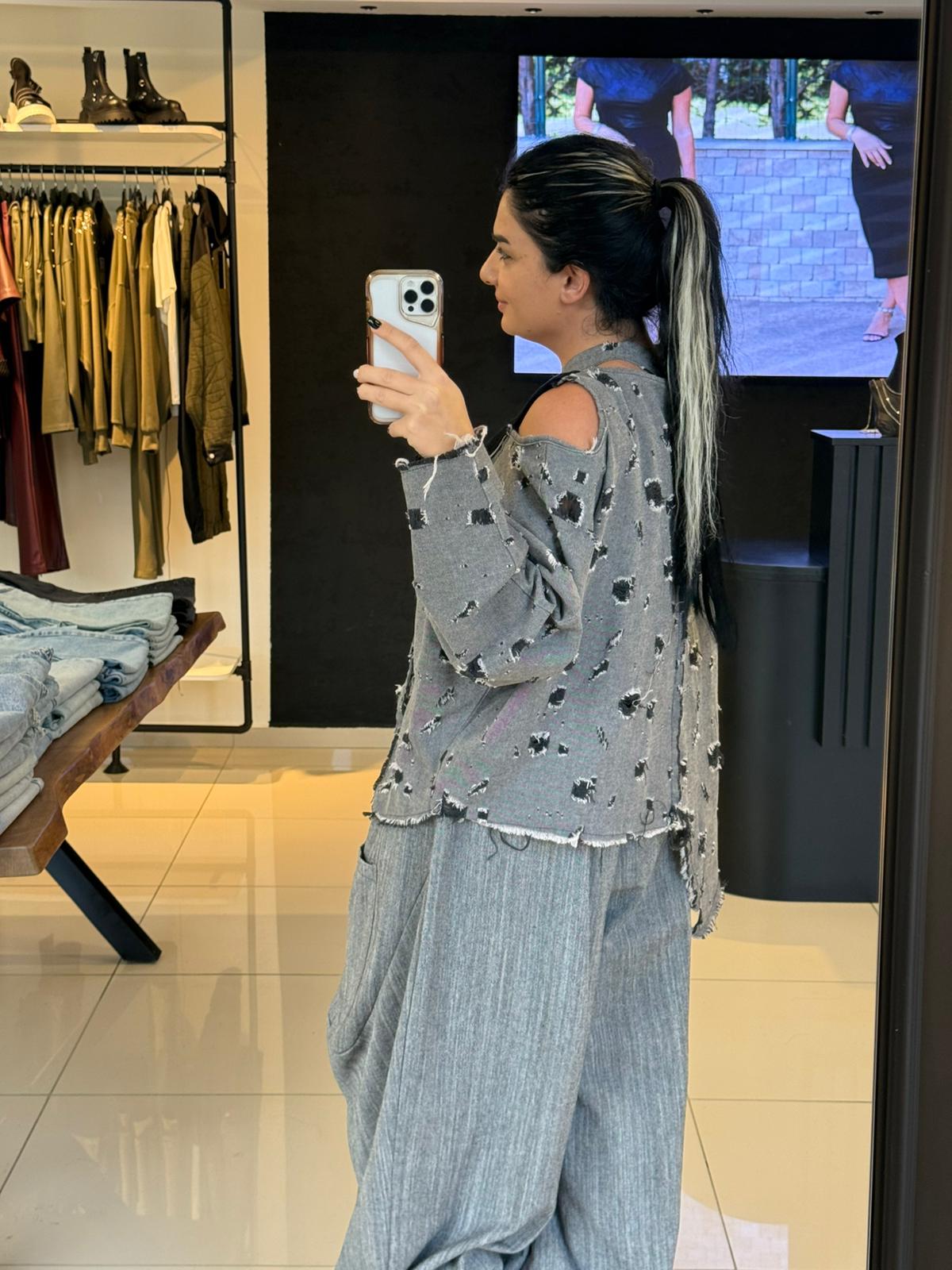 H4 Tasarım Trençkot-Gri