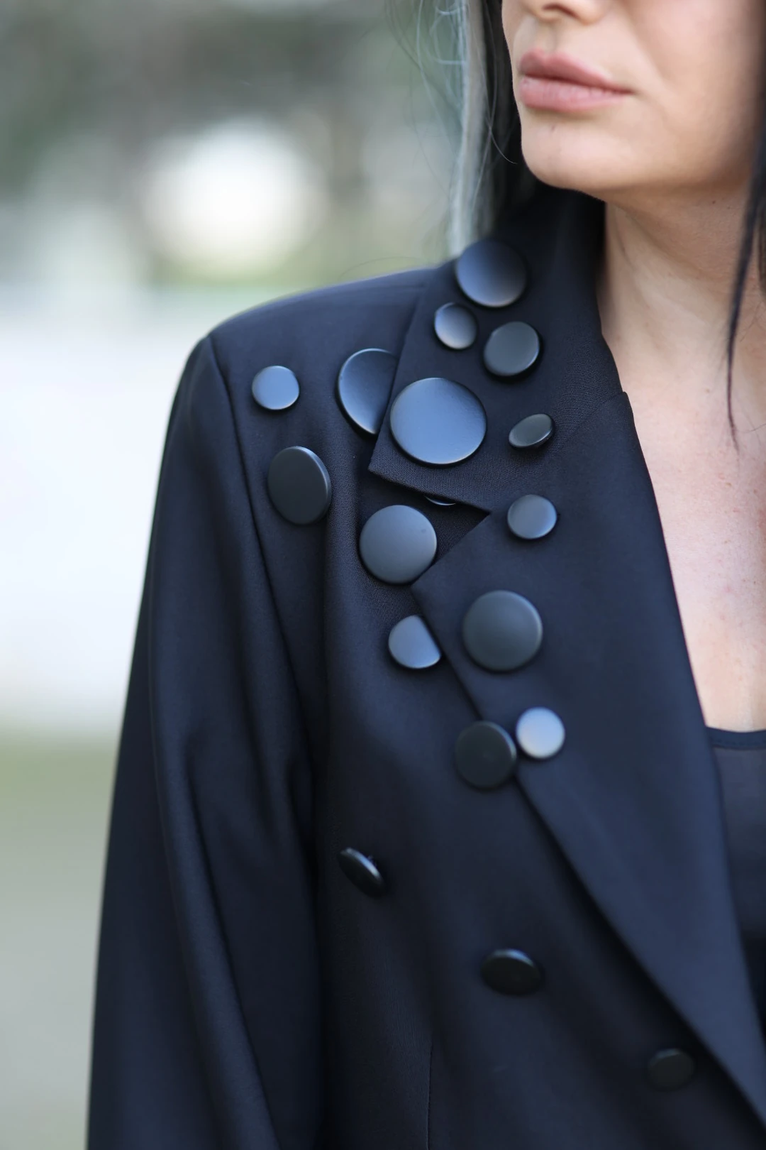 H4 Düğmeli Tasarım Ceket-Siyah