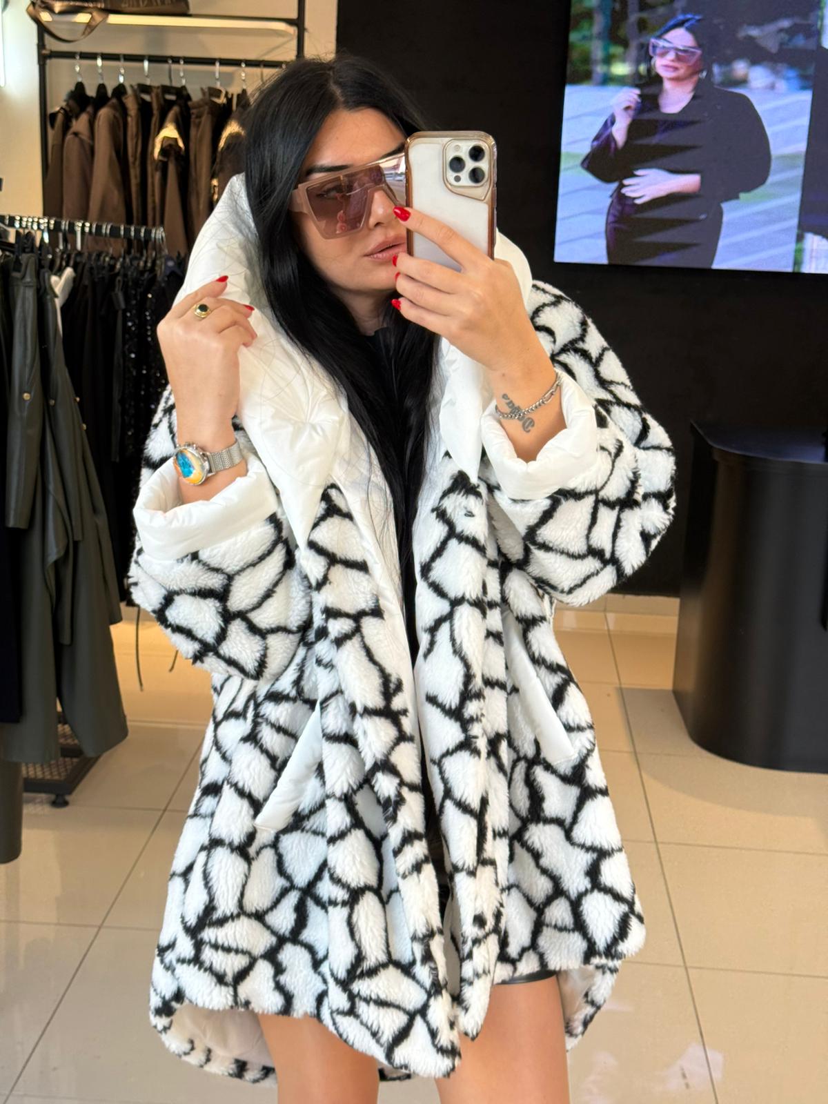 Peluş Tasarım Kaban-Beyaz