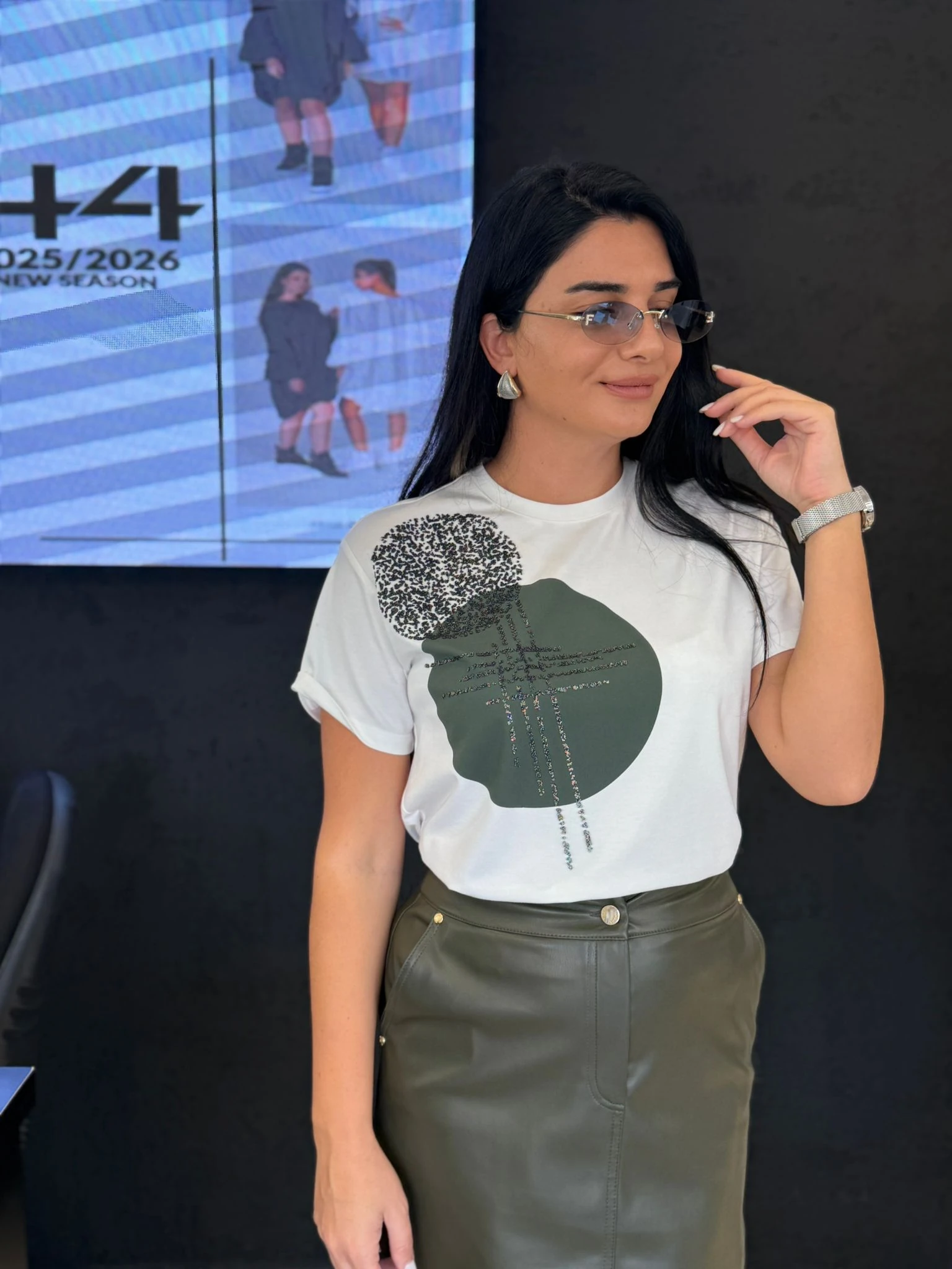 Kasha Deri Etek-Haki