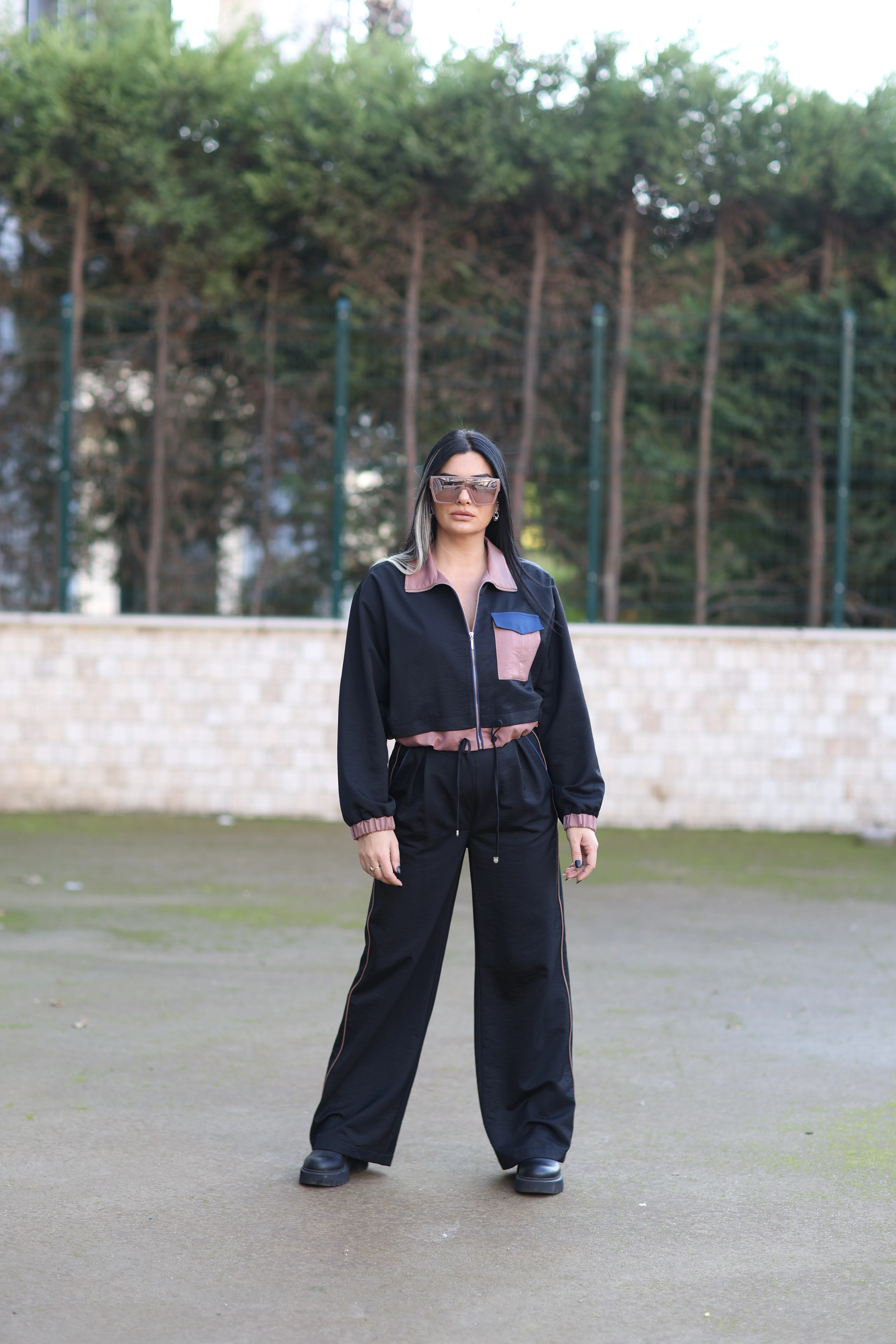 Kasha Bol Paça Kemer Detaylı Pantolon-Siyah