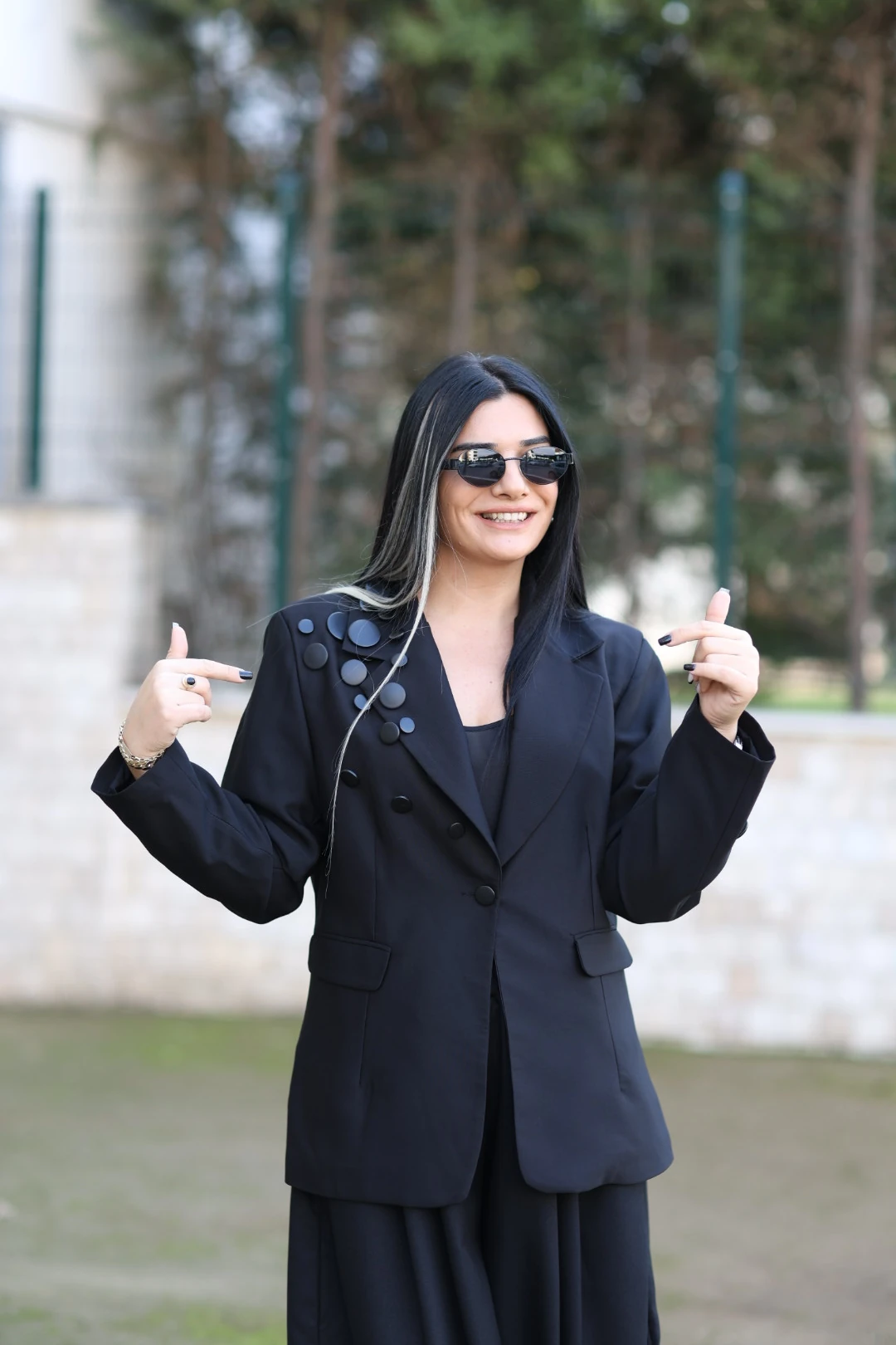 H4 Düğmeli Tasarım Ceket-Siyah