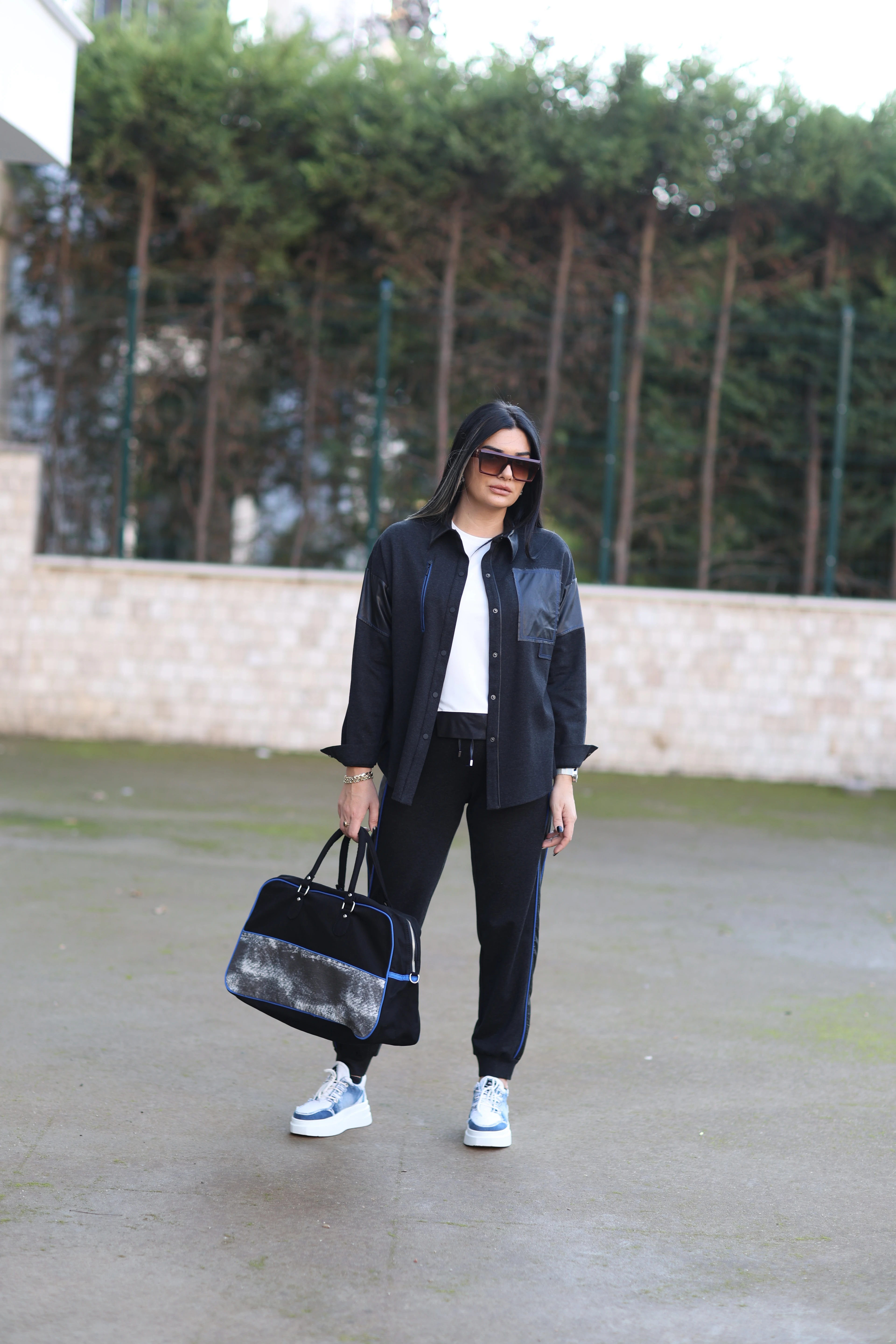 Kasha Büyük Beden Doğal Deri Detaylı Pantolon-Antrasit