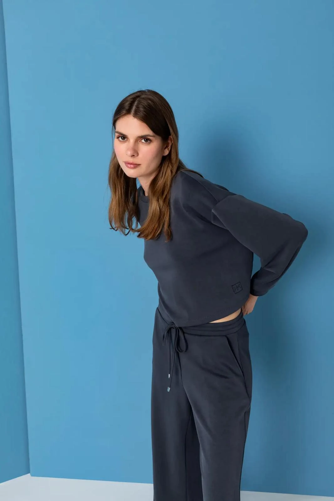 Antrasit Modal Uzun Kol Sweat