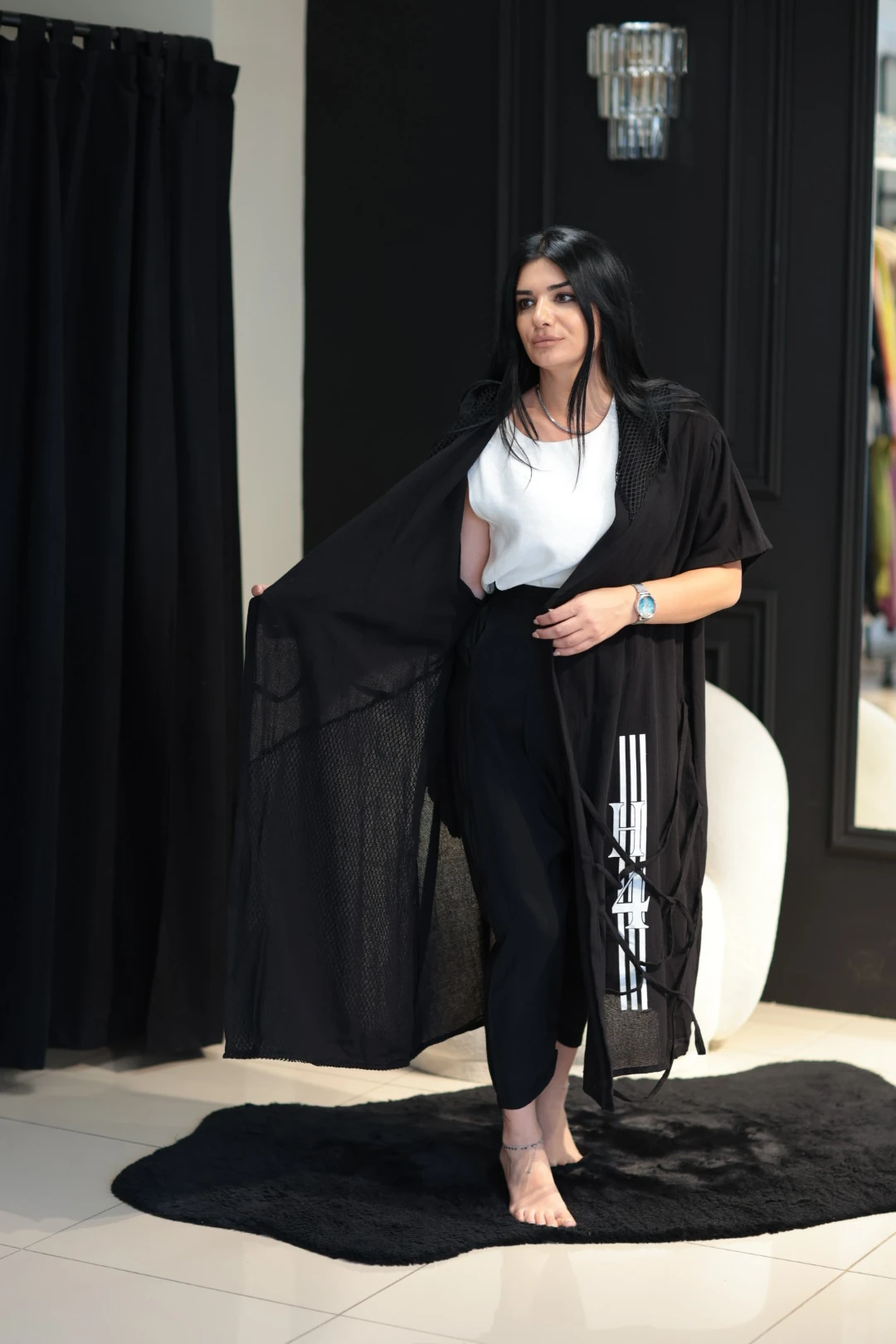 Tasarım Trençkot-Siyah