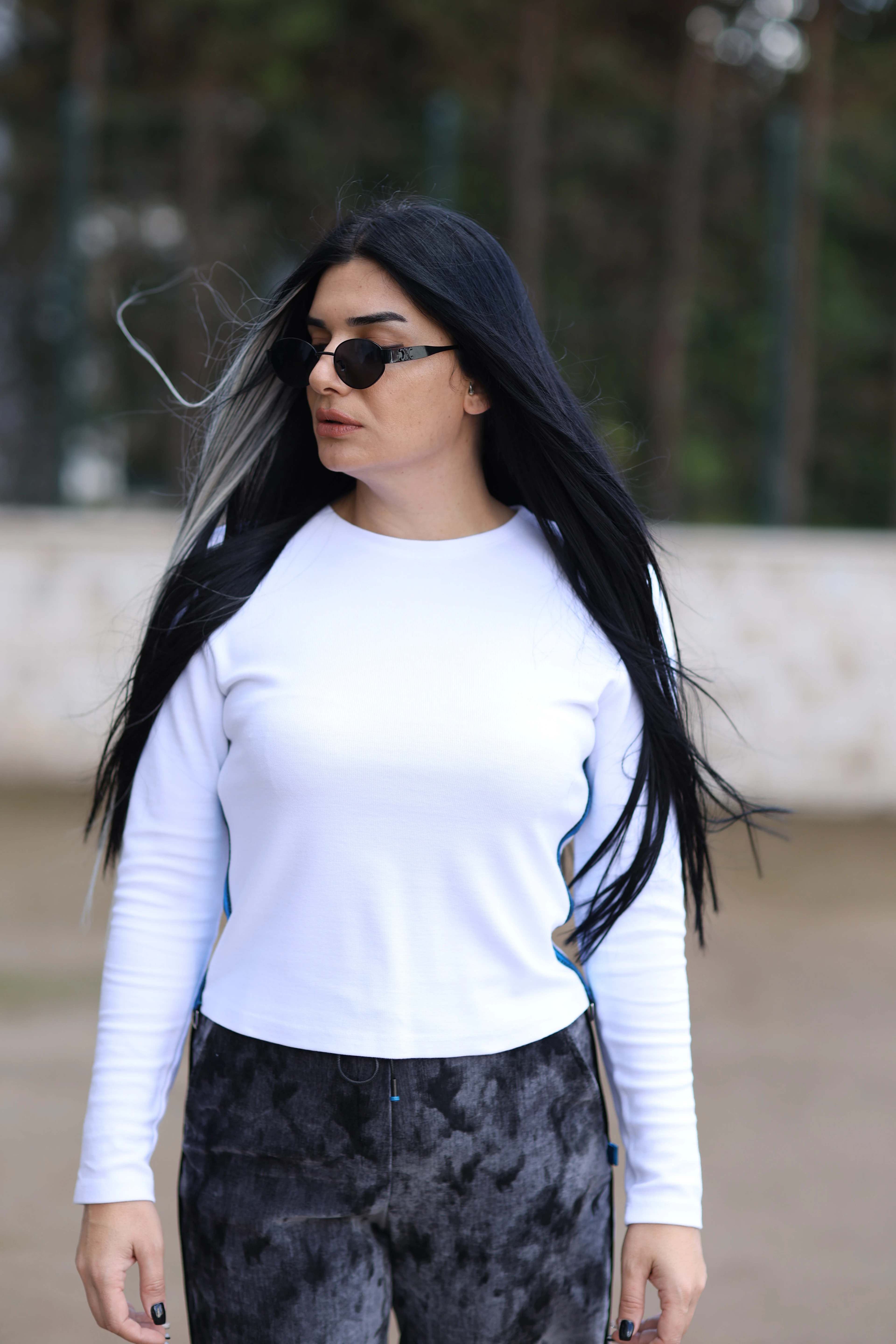 Toka Detaylı Tasarım Bluz-Beyaz