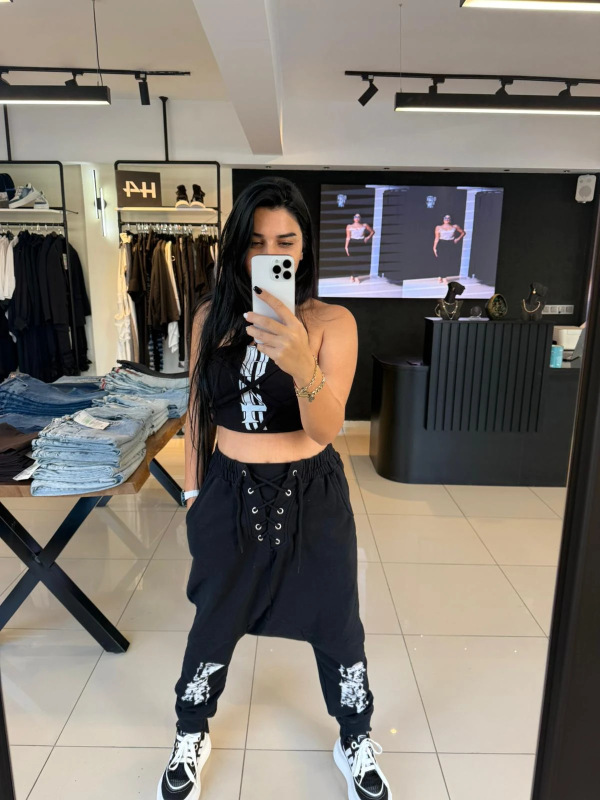 Bağlamalı Tasarım Şalvar-Siyah