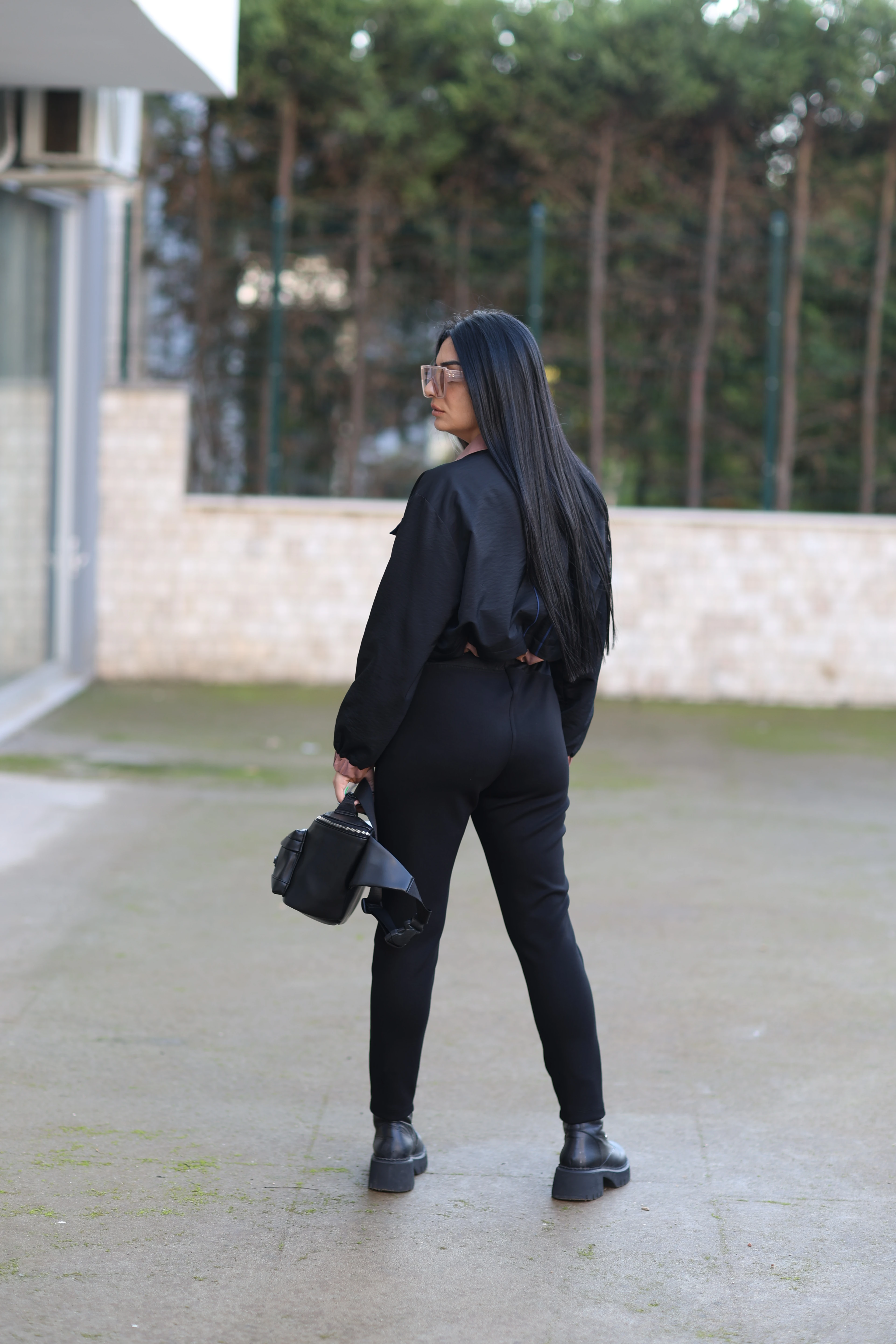 Kasha Modal Kumaş Dar Paça Pantolon-Siyah