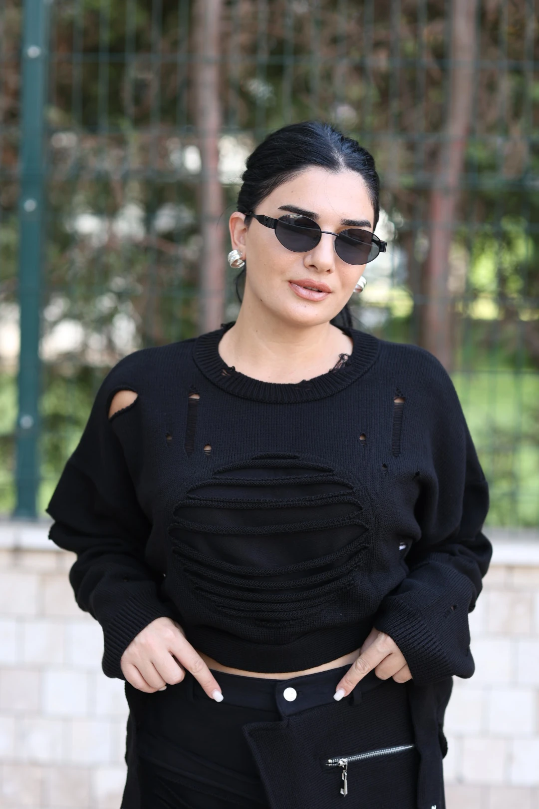 Triko Tasarım Kazak-Siyah