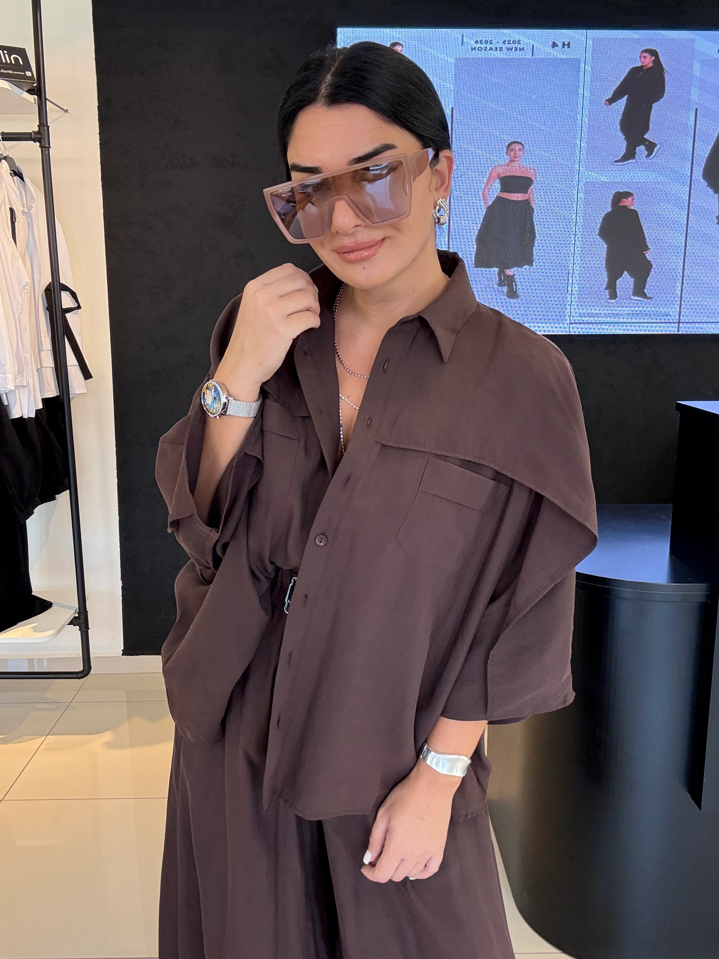 Beli Lastikli Tasarım Pantolon-Kahverengi