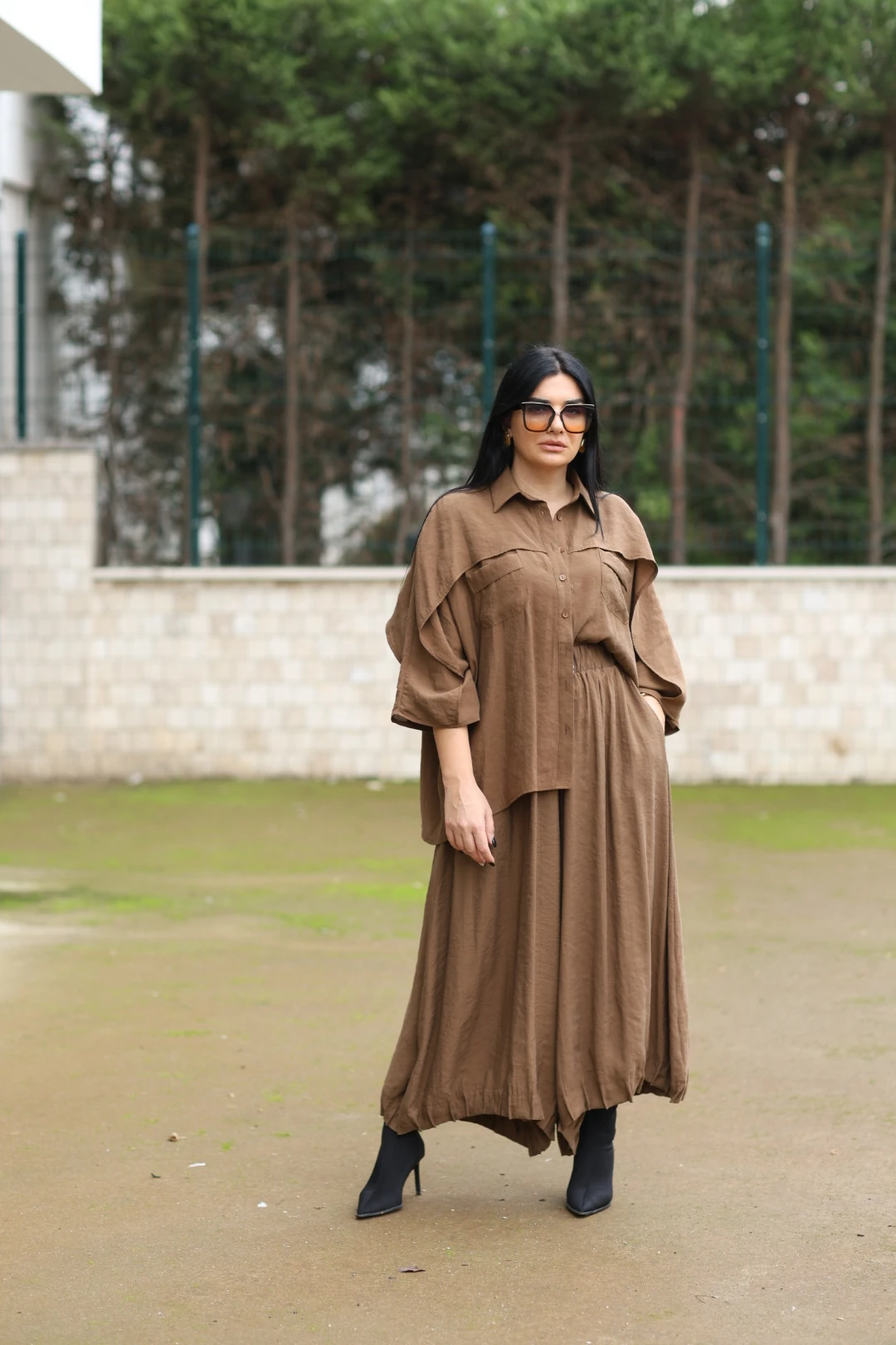 H4 Tasarım Gömlek-Kahverengi