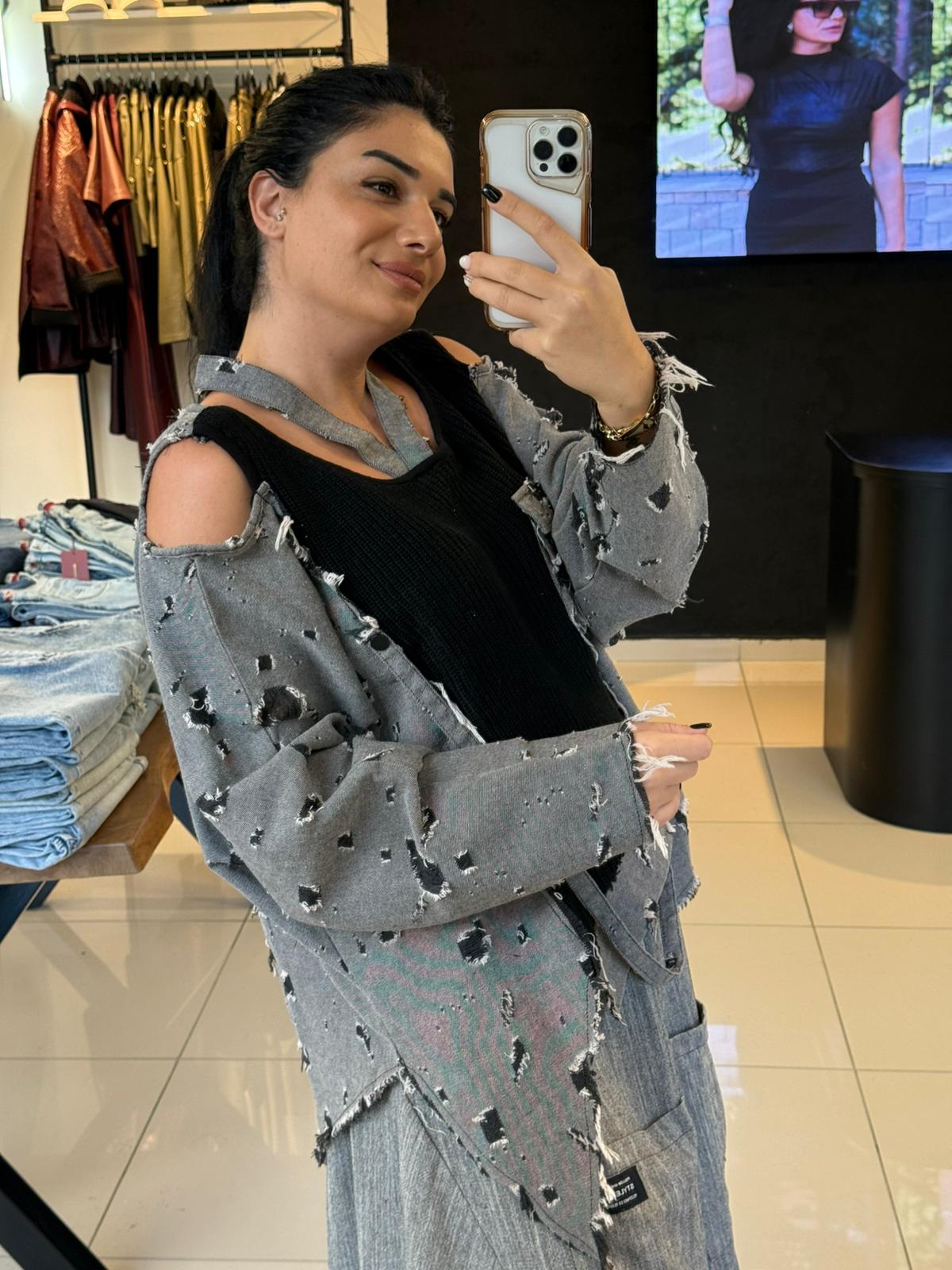 H4 Tasarım Trençkot-Gri