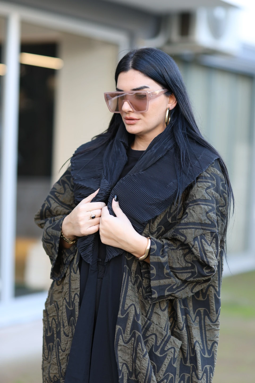 H4 Tasarım Trençkot-Yeşil