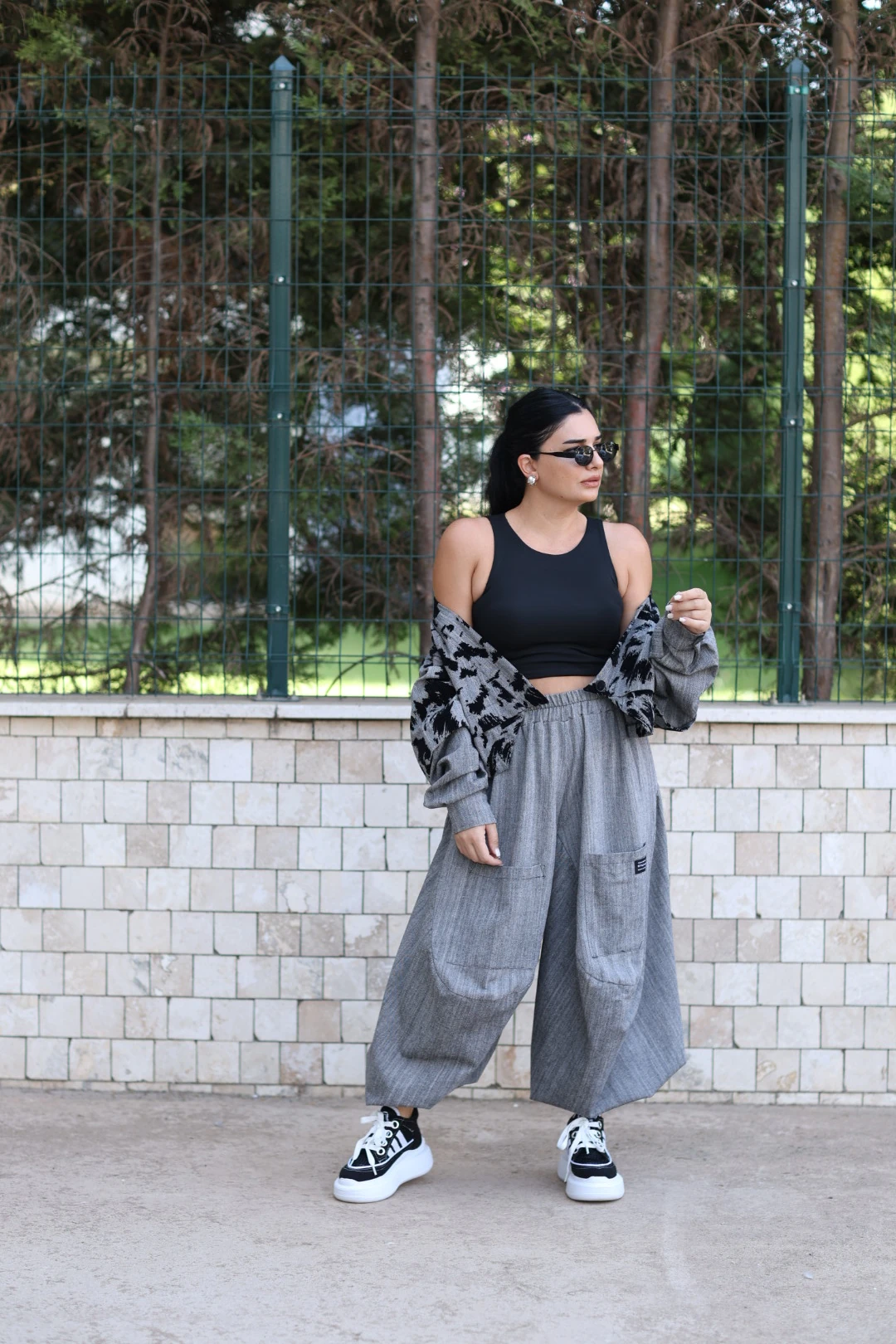 Desenli Tasarım Ceket-Gri