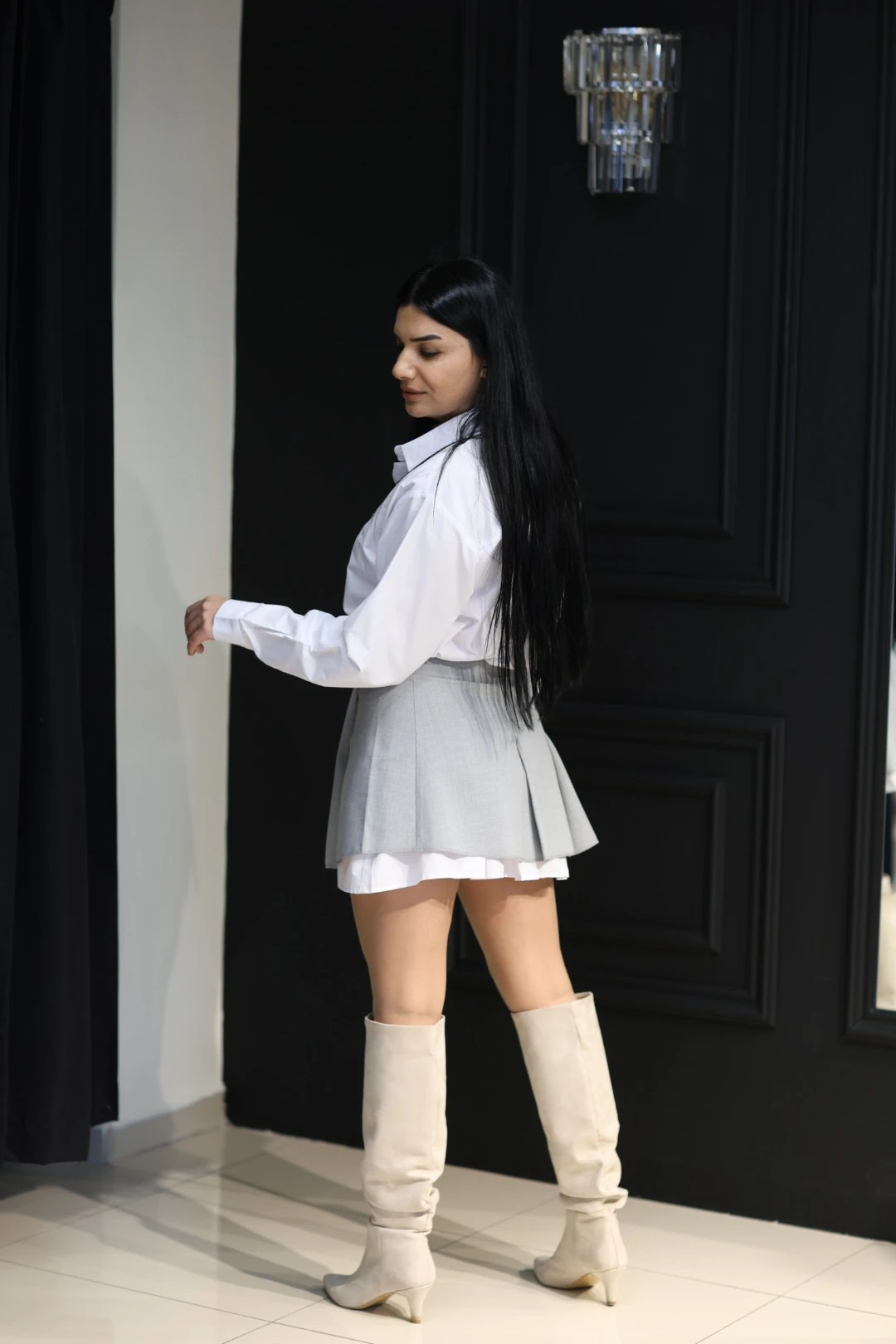 Tasarım Etekli Gömlek Elbise