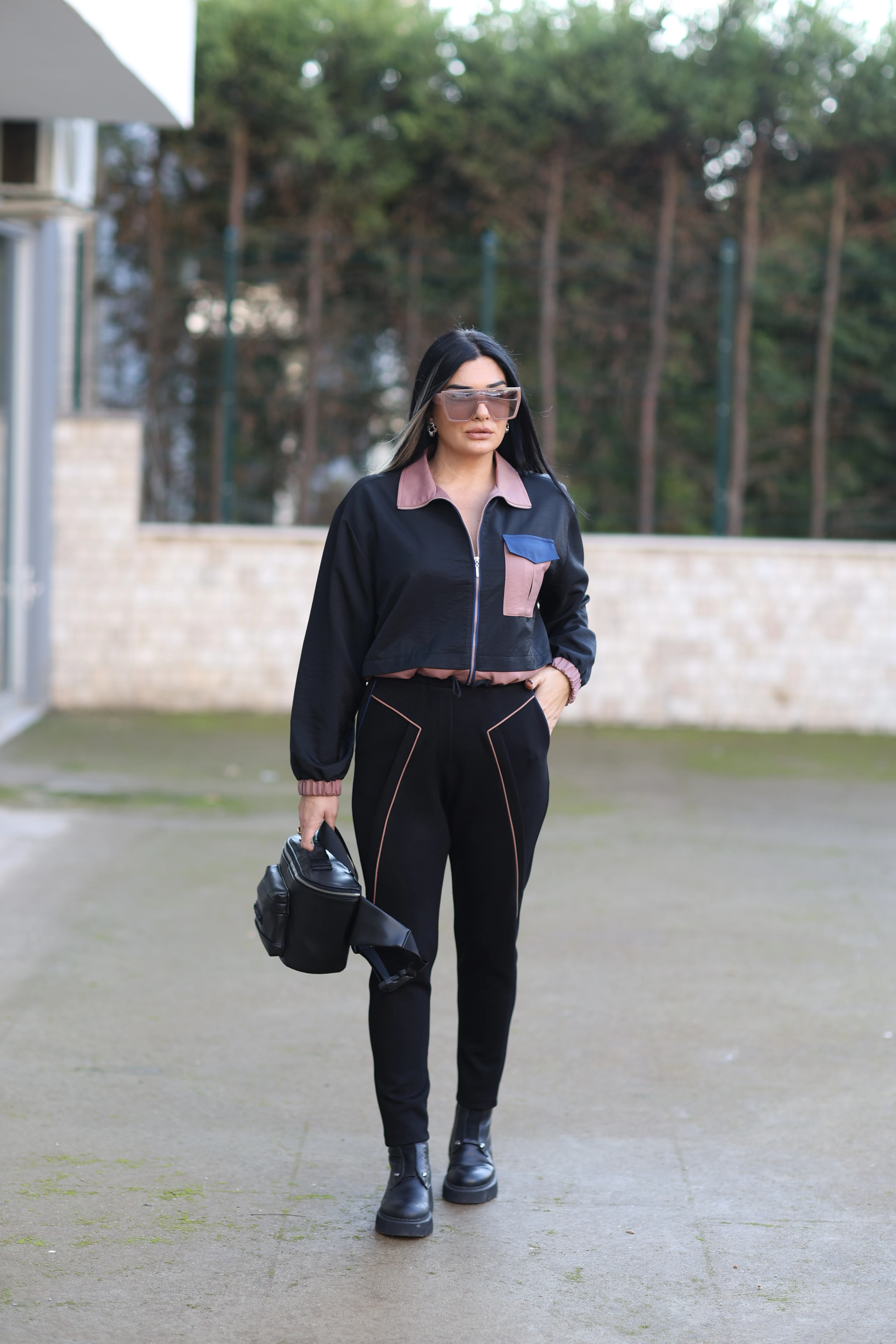 Kasha Cep Detaylı Kısa Ceket-Siyah