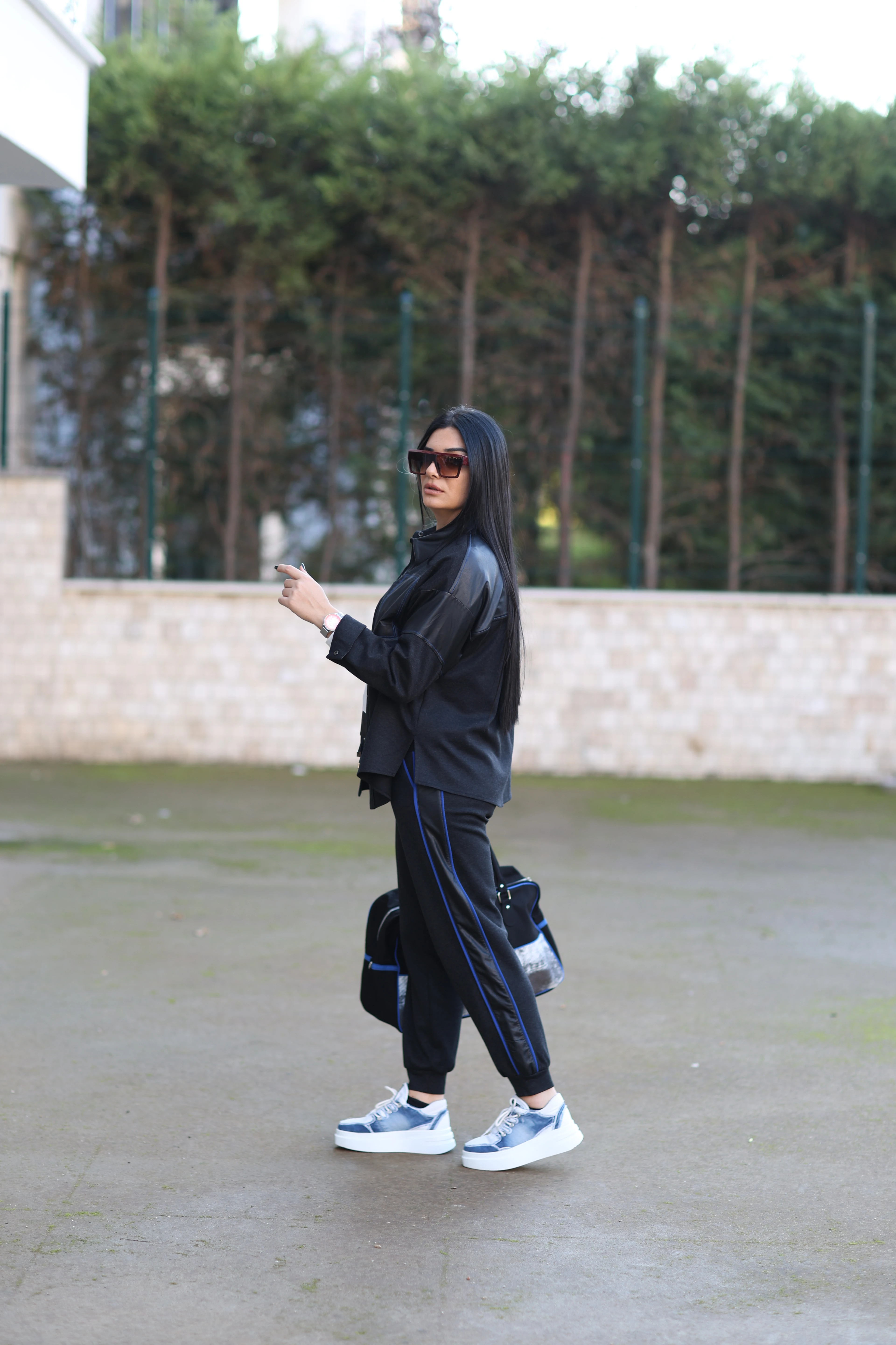 Kasha Doğal Deri Detaylı Pantolon-Antrasit