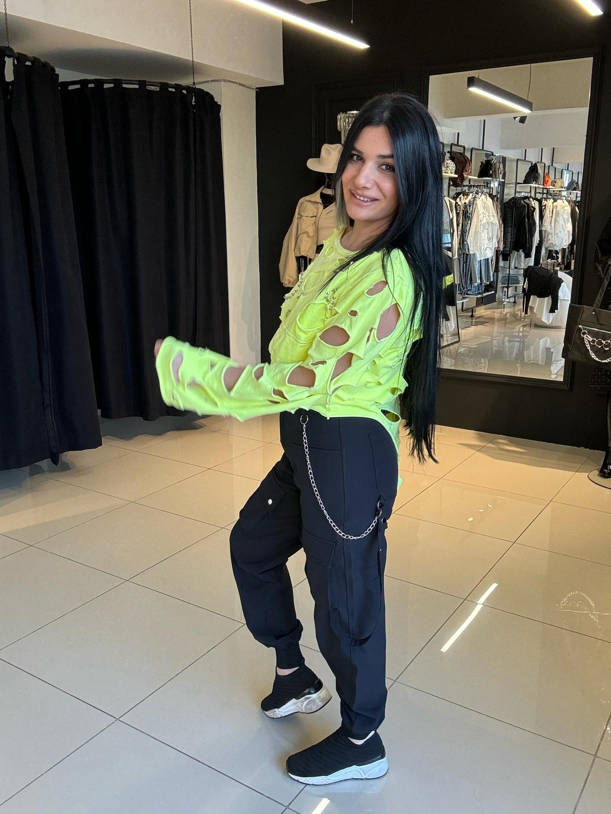 Zincirli Jogger Pantolon-Siyah