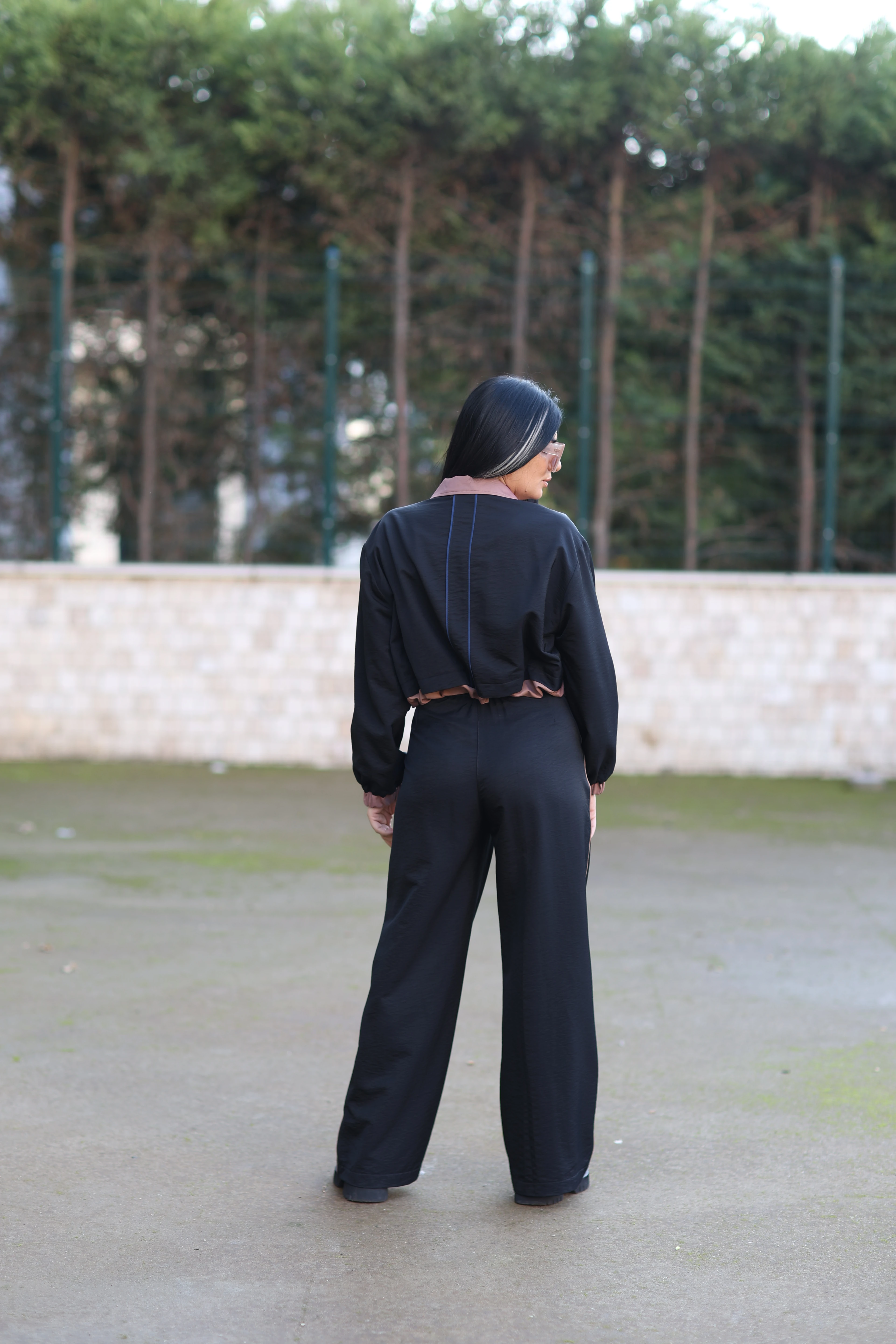 Kasha Bol Paça Kemer Detaylı Pantolon-Siyah