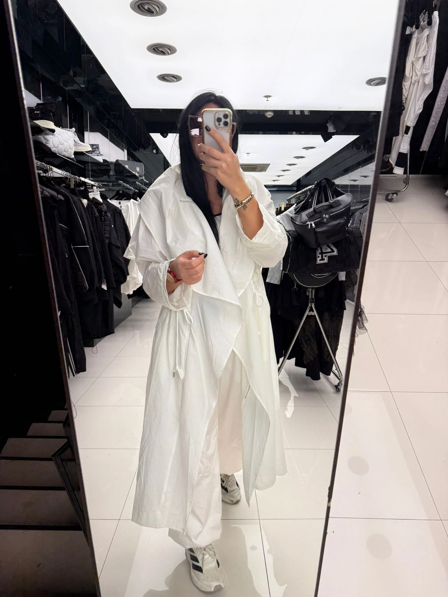 Tasarım Trençkot-Beyaz