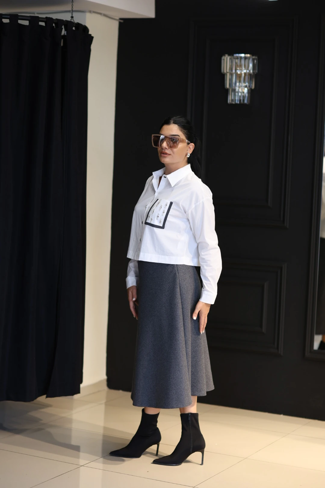 Kasha Cep Detaylı Gömlek-Beyaz