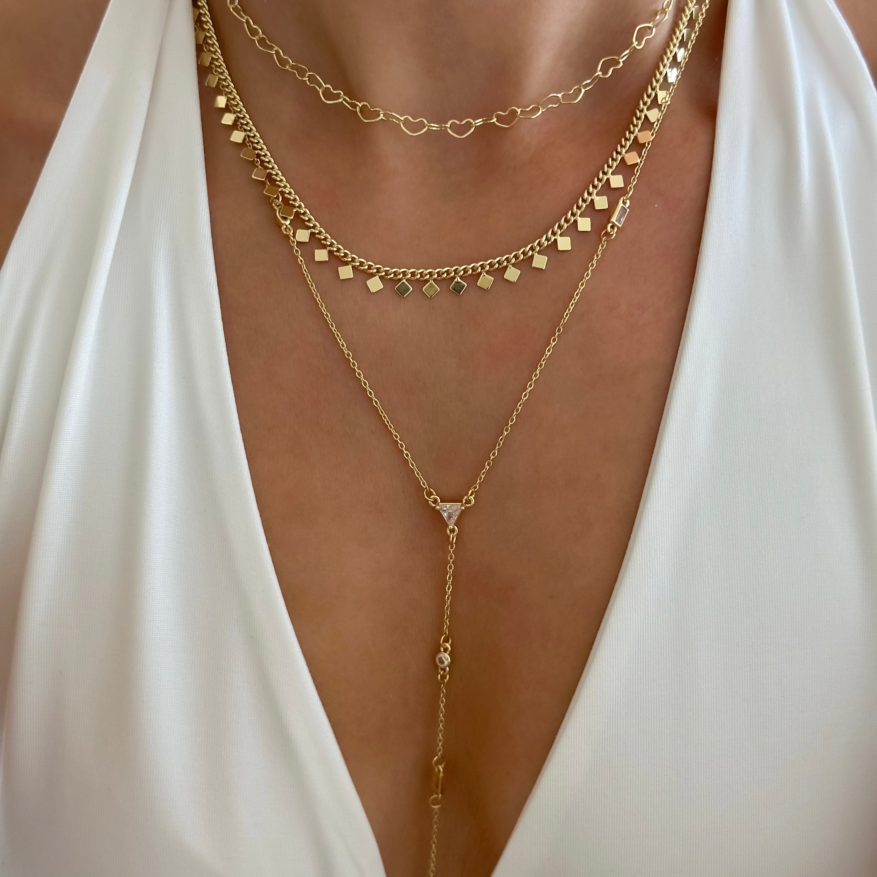 Kare Pullu Gold Kolye 