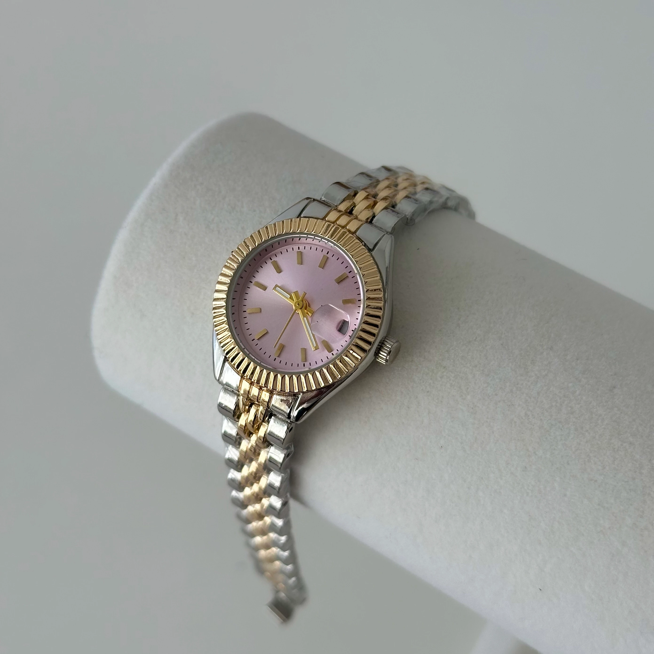 Pembe Kadranlı RLX Model Silver Gold Saat