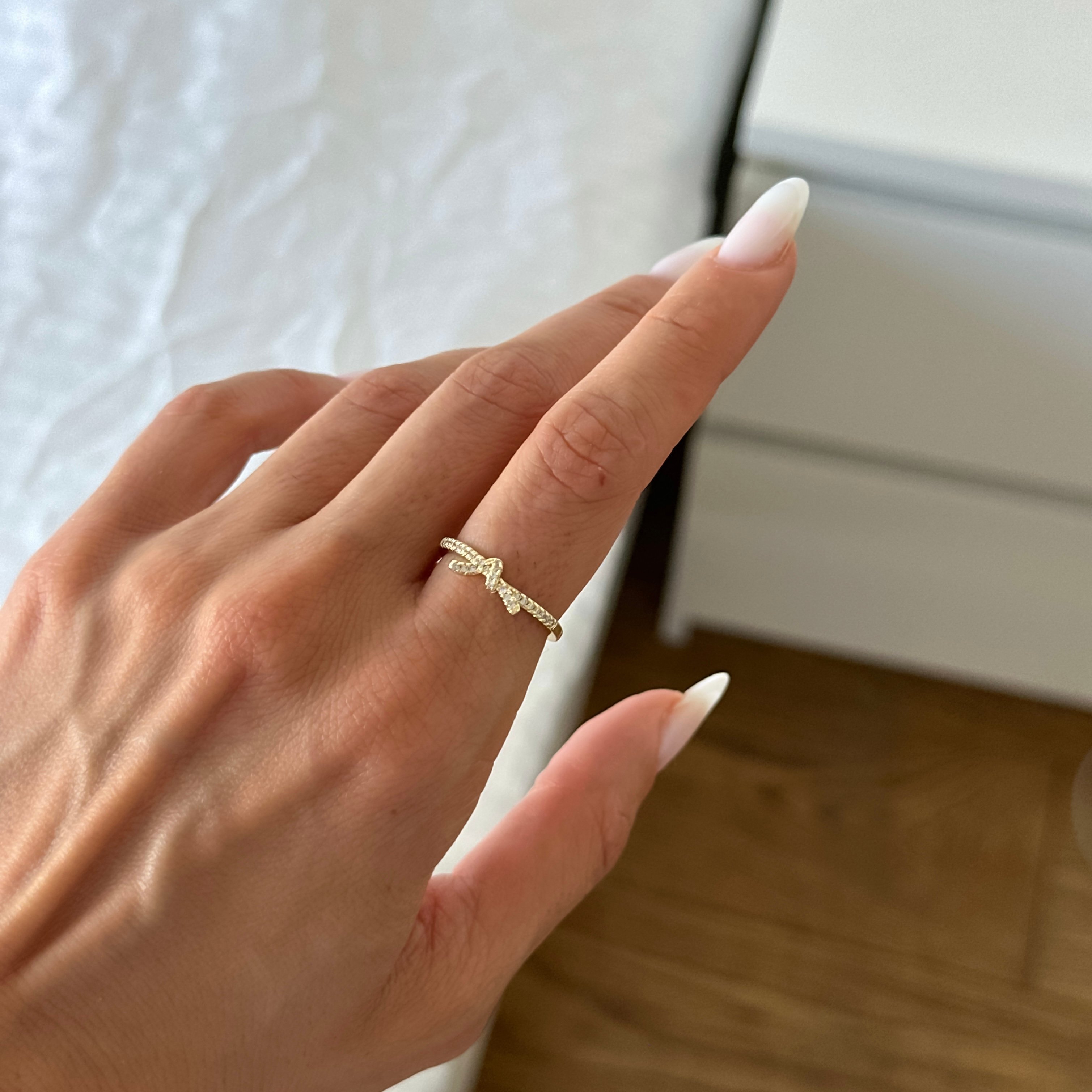 Mini Taşlı Düğüm Yüzük 