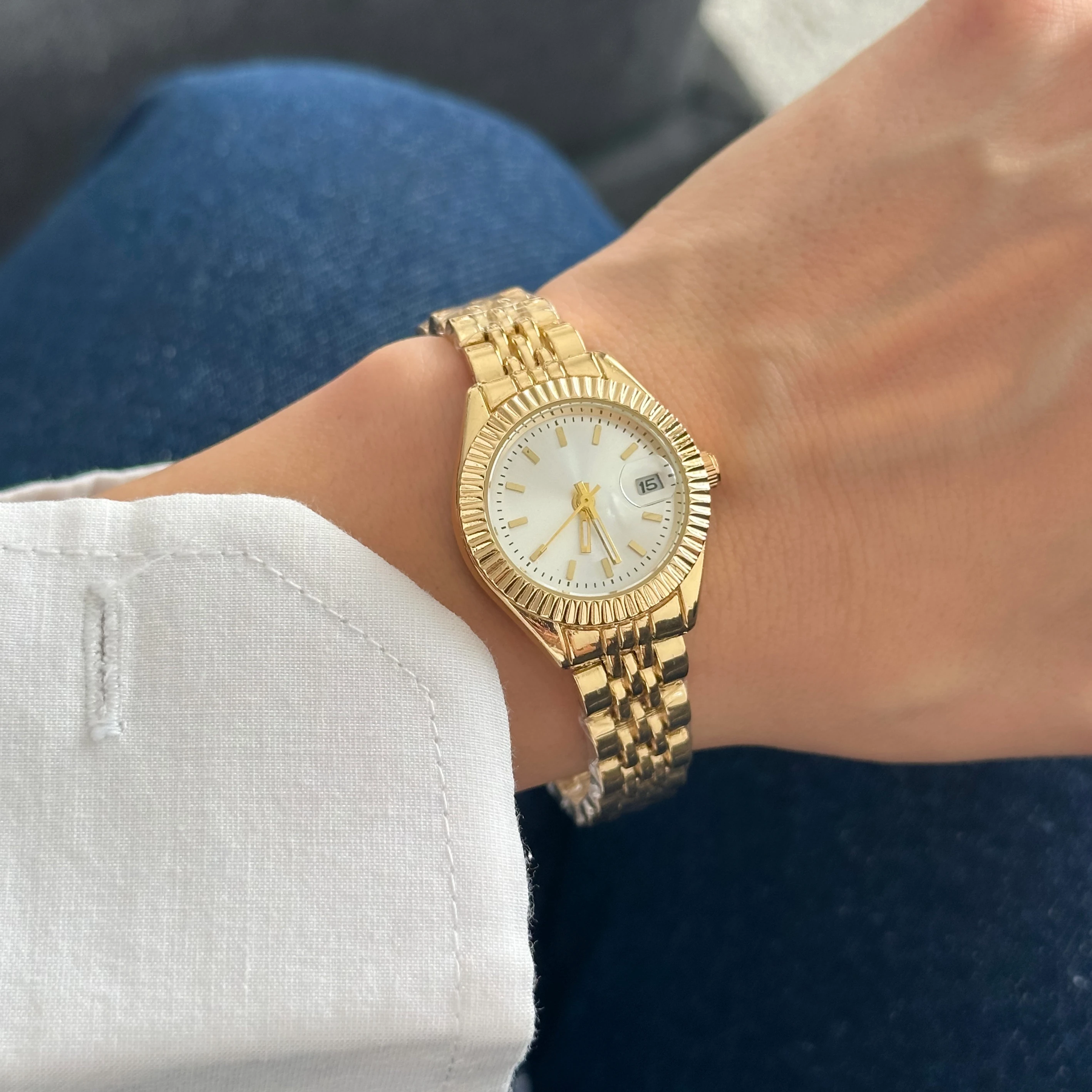 Beyaz Kadran RLX Model Gold Saat