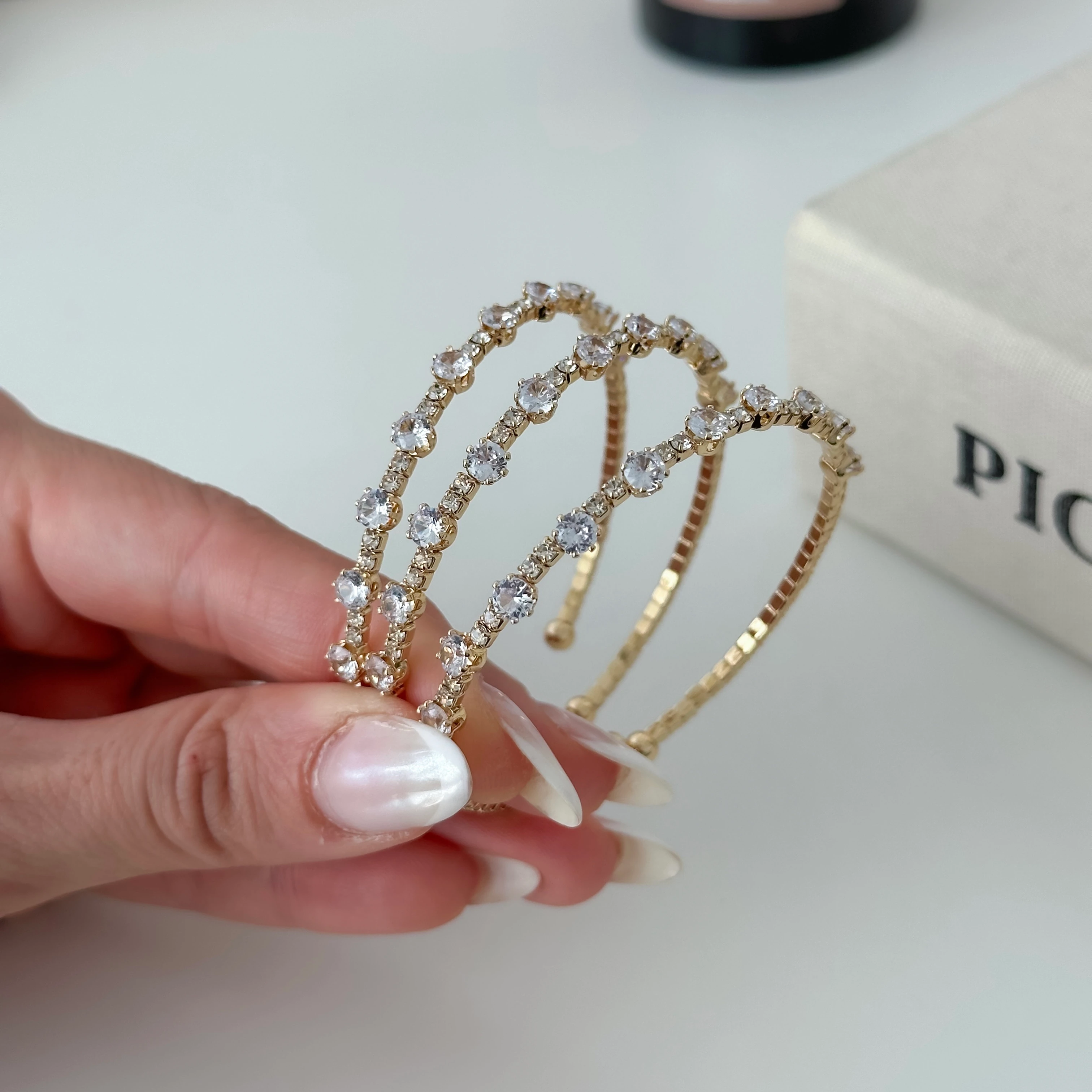 Üçlü Gold Mini Taşlı Set Bileklik