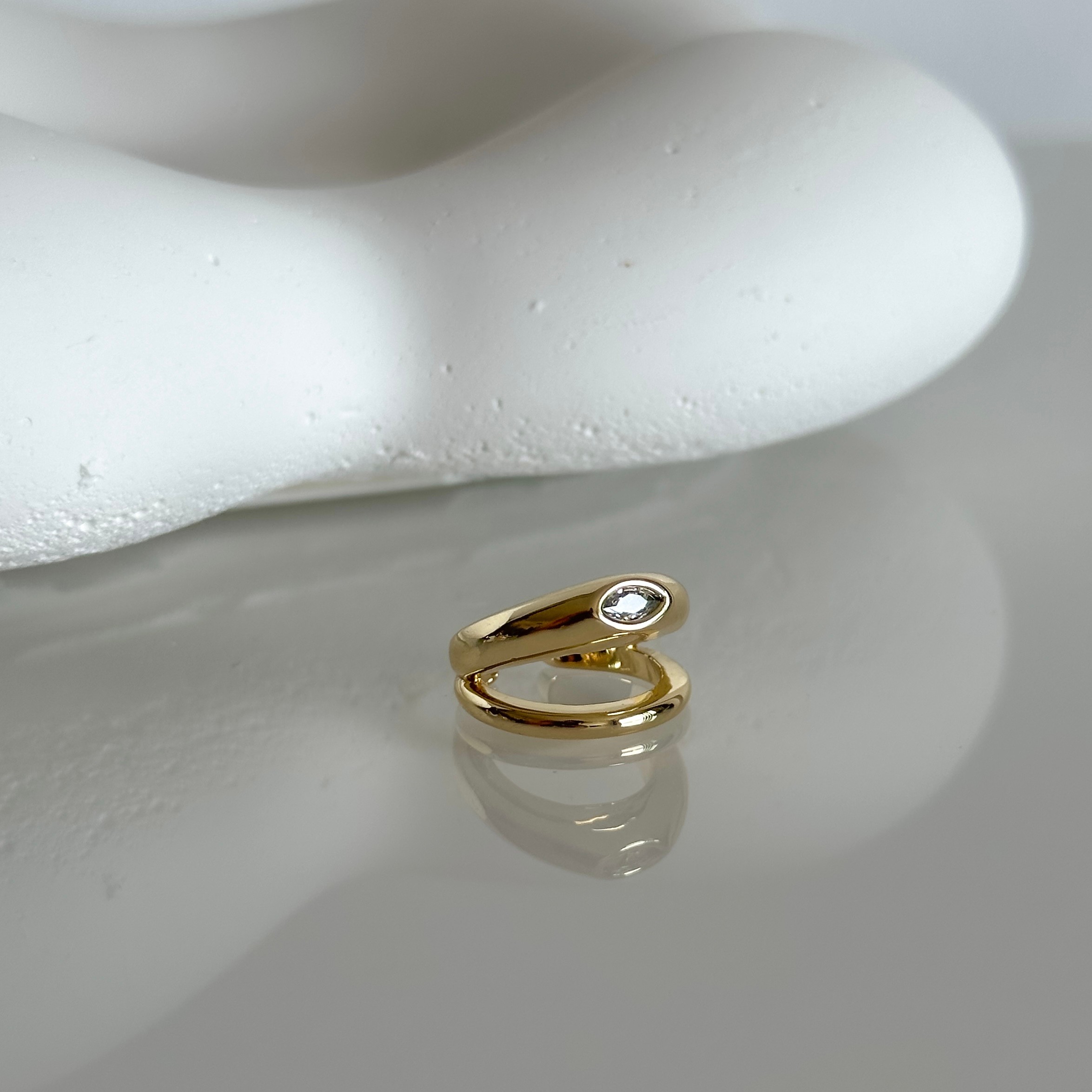 Çift Şerit Gold Ear Cuff