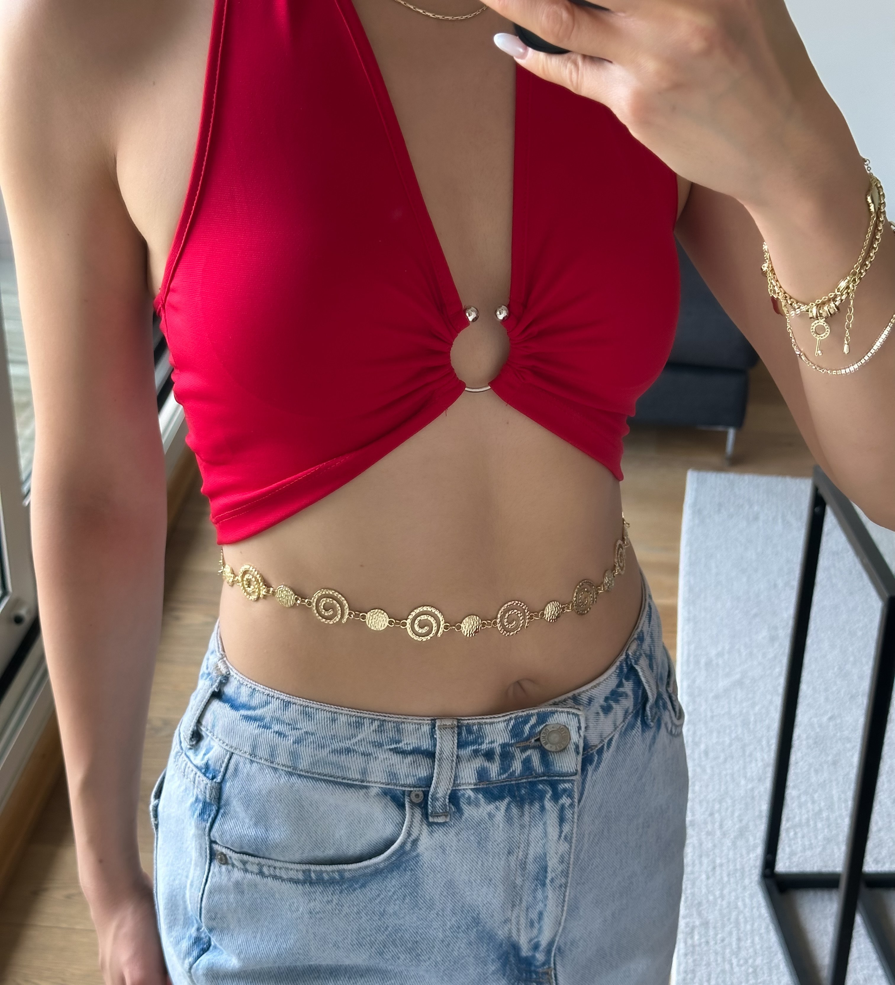 Otantik Desen Gold Bel Zinciri