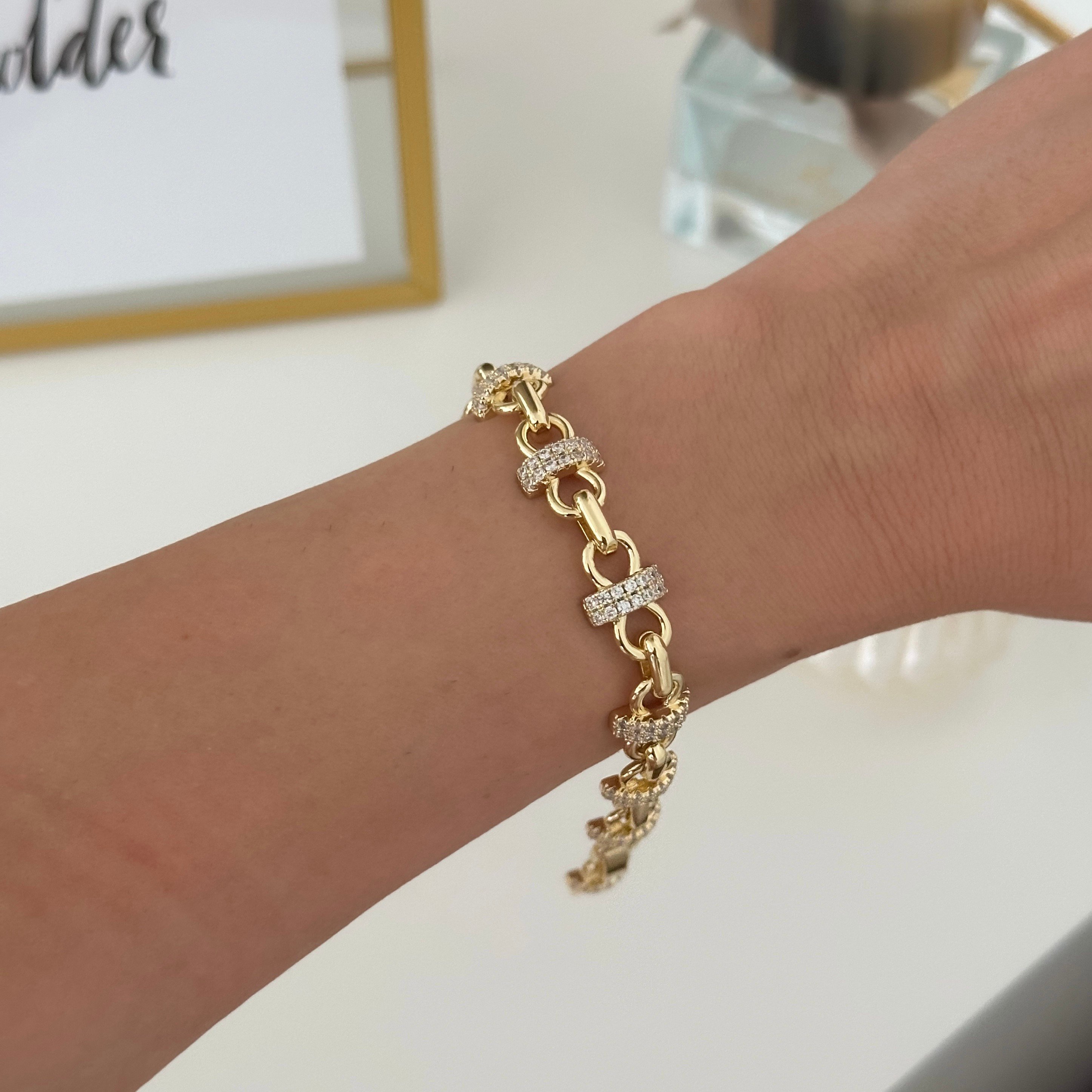 Zirkon Taşlı Basic Gold Bileklik