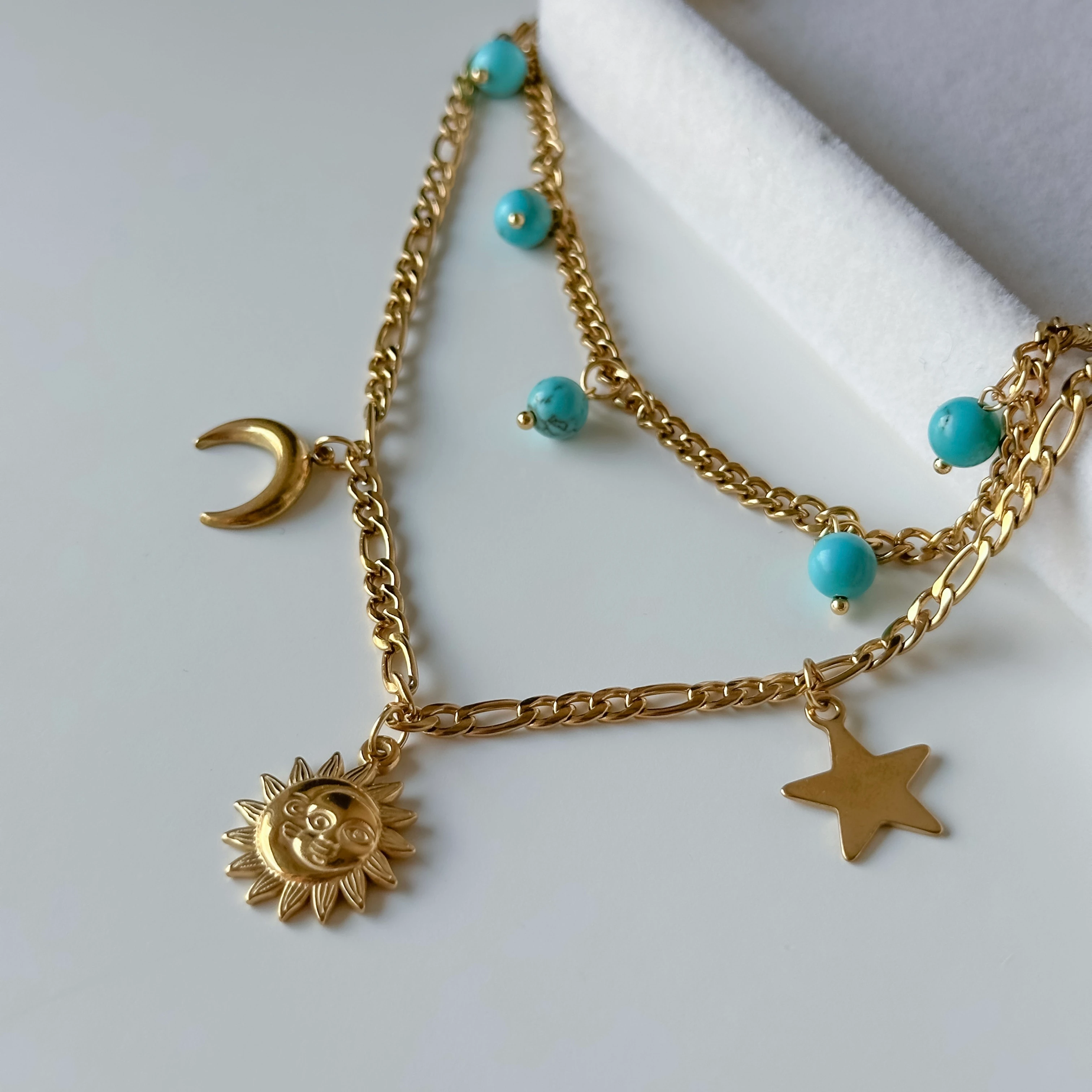 Güneş Charmlı Çelik Kolye 