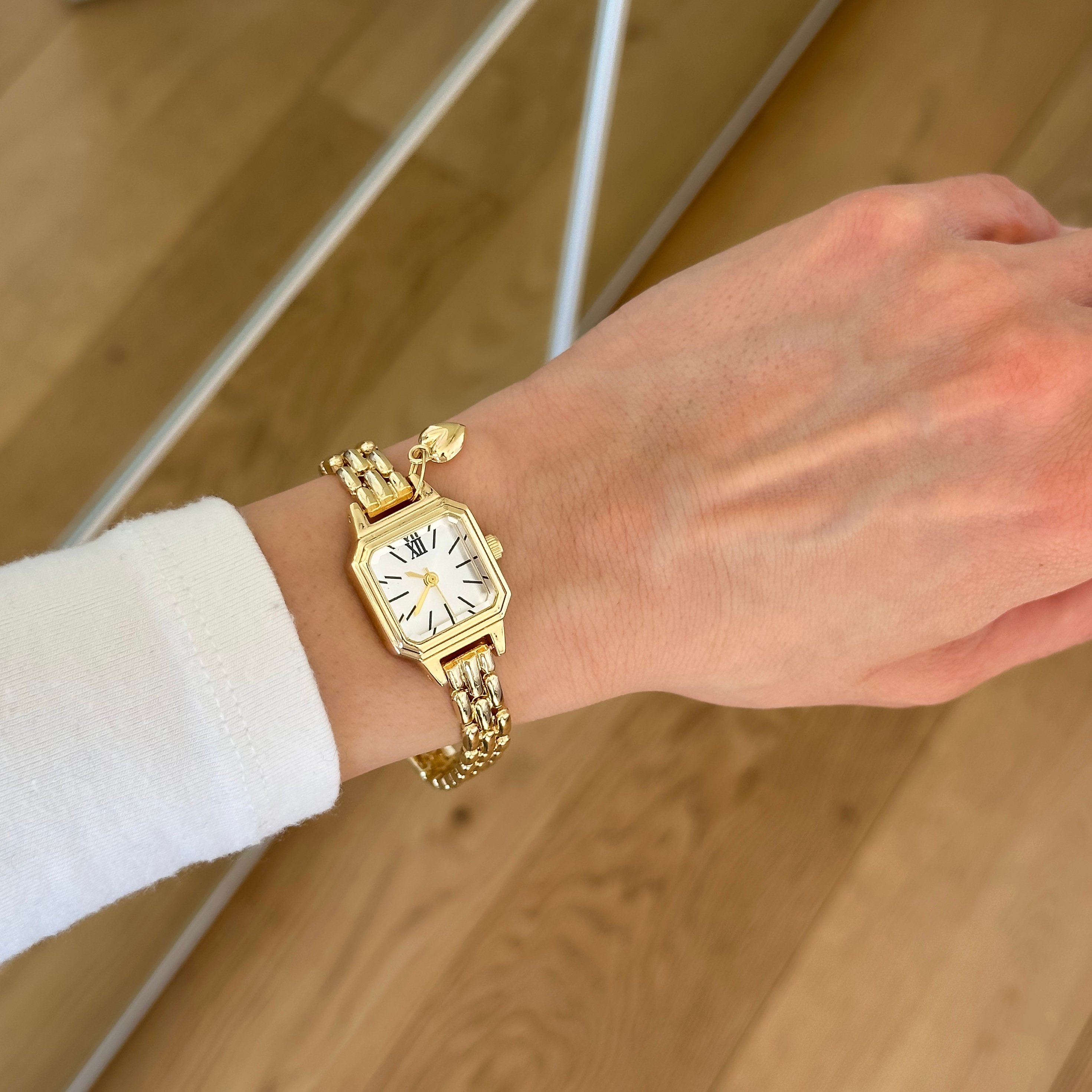 London White Kare Kadran Gold Saat 