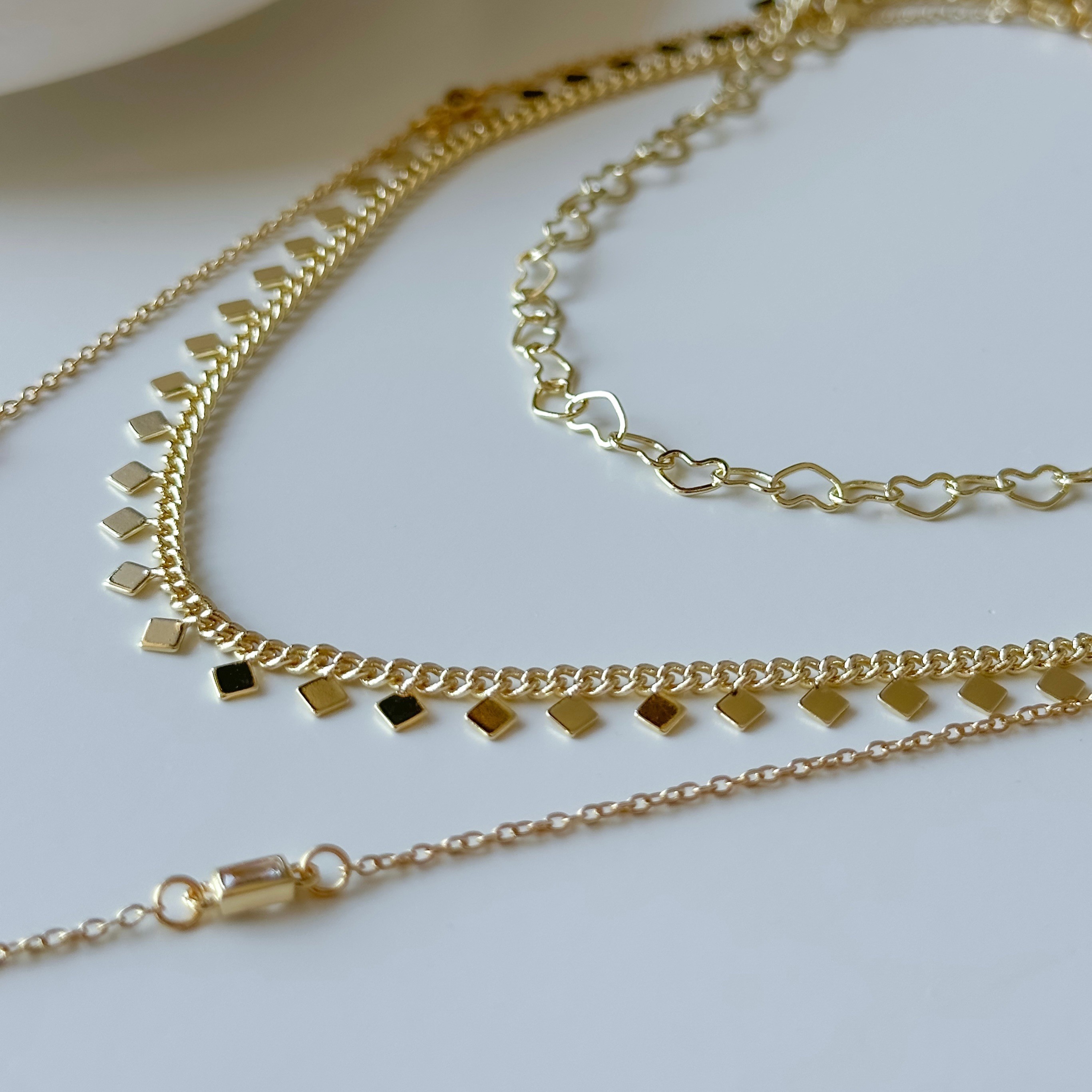Kare Pullu Gold Kolye 