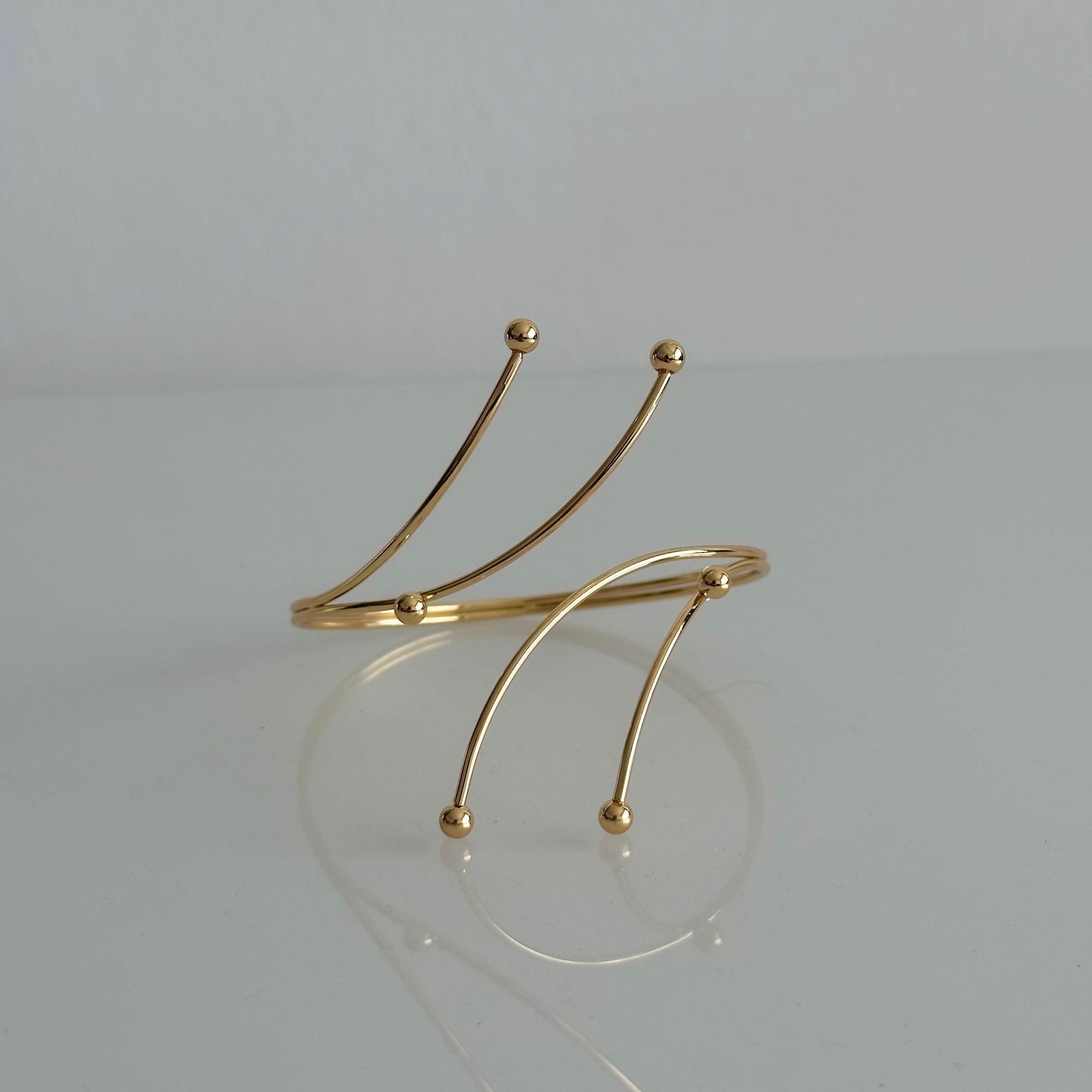 Top Detaylı Çizgi Gold Pazu Bilekliği 