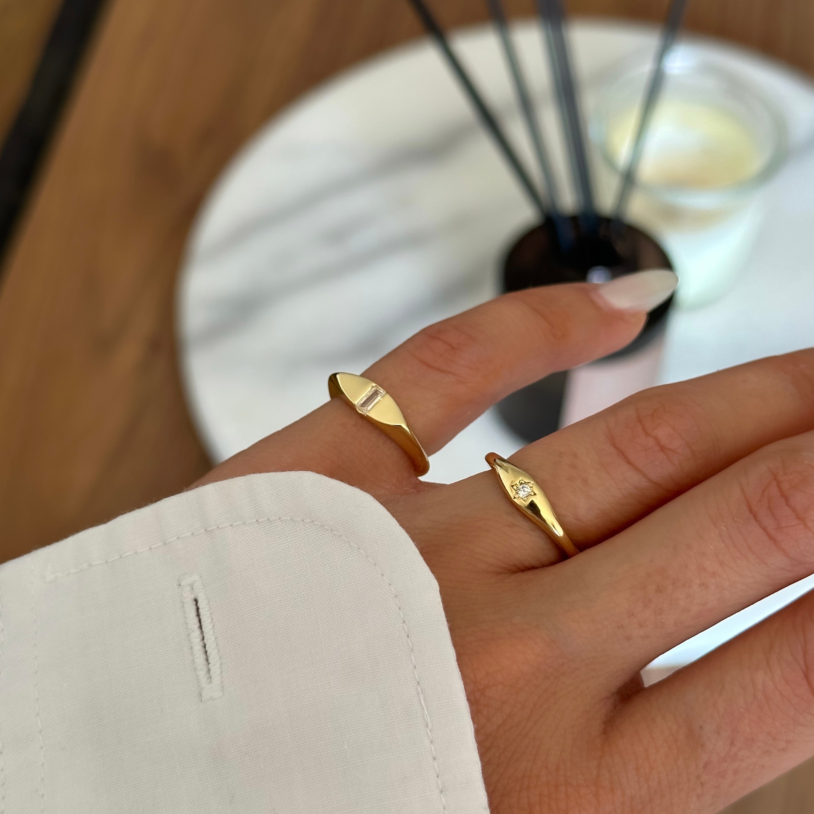 Kesik Taş Gold Yüzük