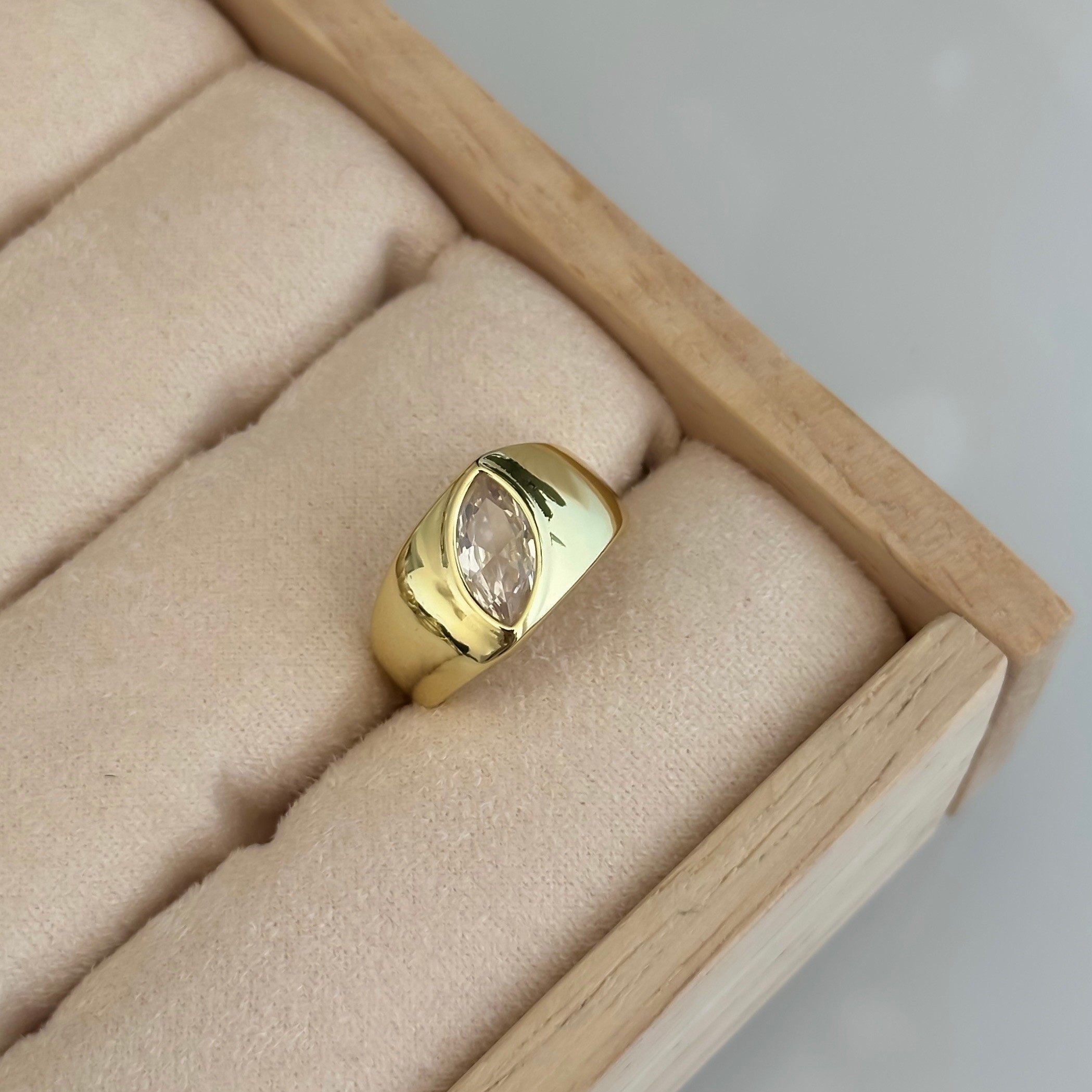 Taşlı Gold Pinterest Yüzük