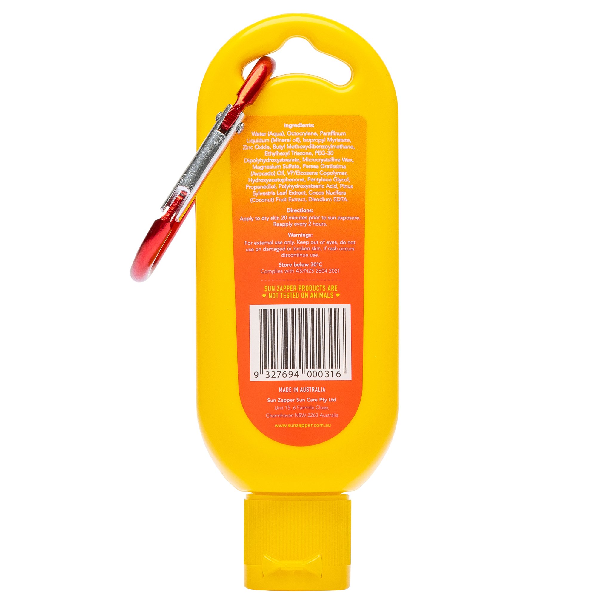 Clear Zinc Sunscreen Lotion SPF50+ 60ml 'Carabiner clip'