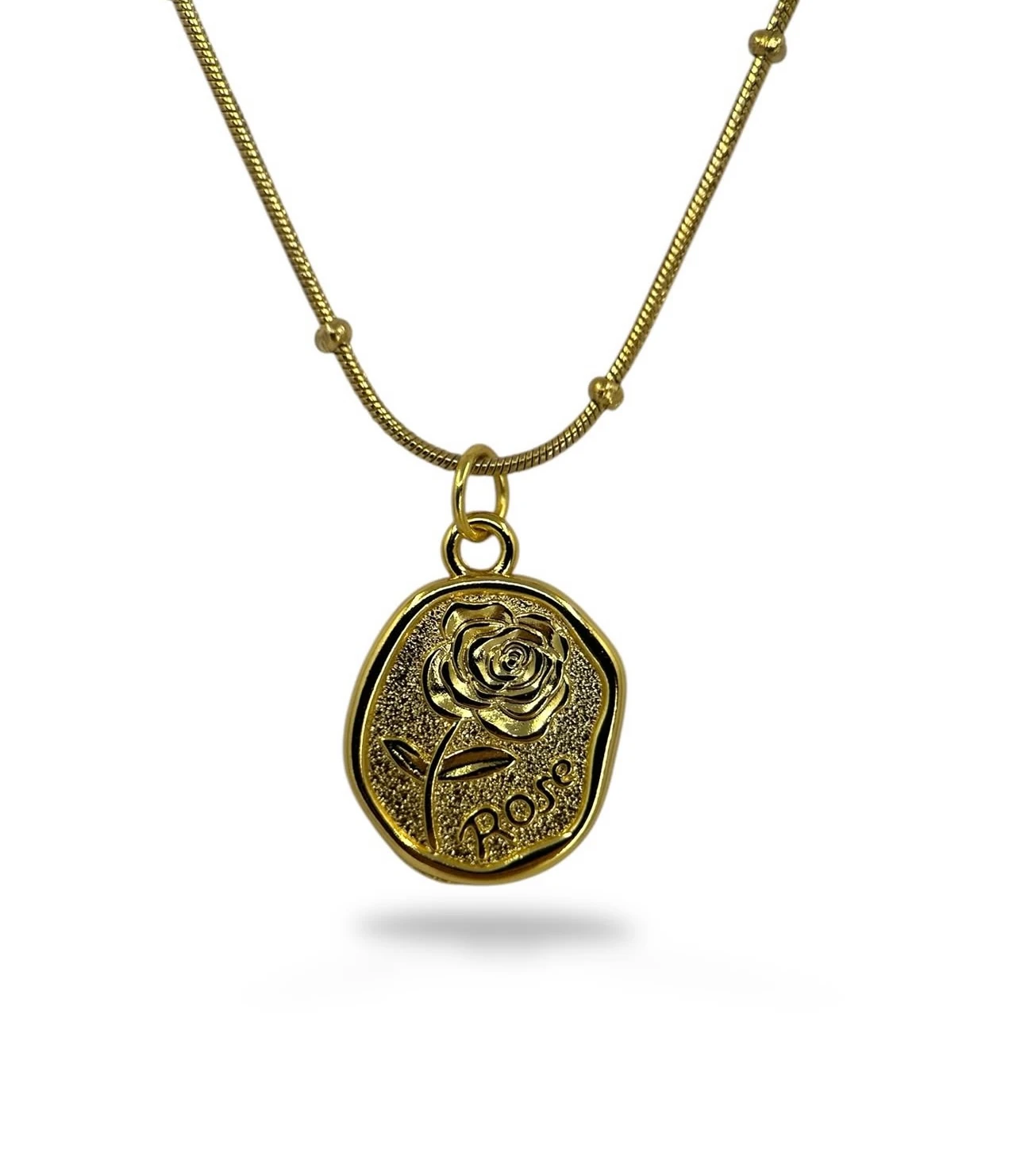 Altın Kaplama Çelik Rose Kolye
